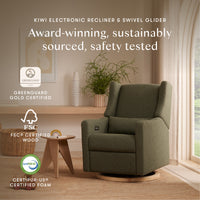 Kiwi Electronic Recliner + Swivel Glider | Olive Boucle w/ Light Wood Base