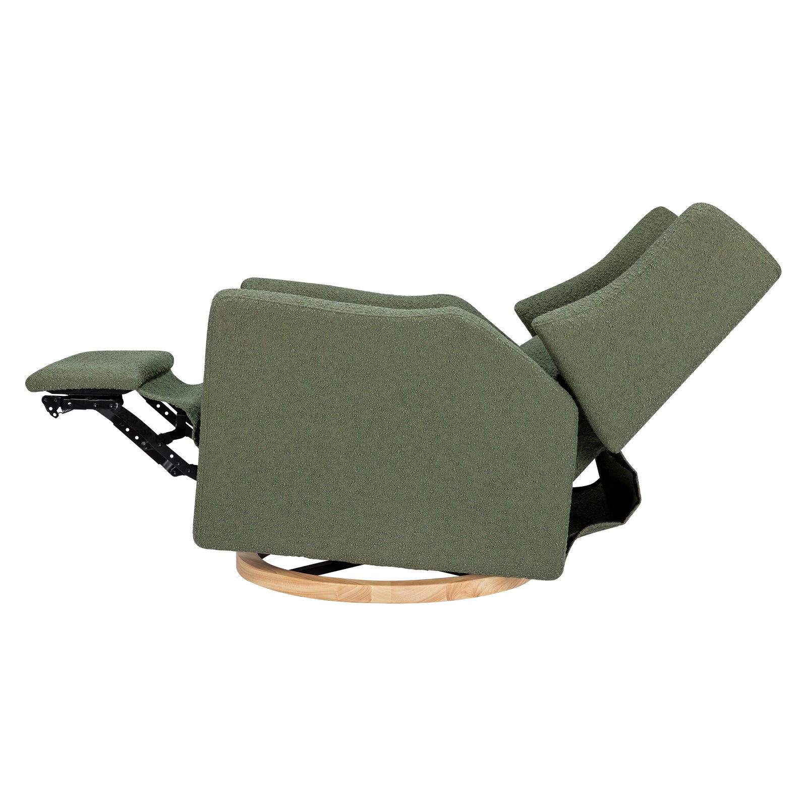 Kiwi Electronic Recliner + Swivel Glider | Olive Boucle w/ Light Wood Base