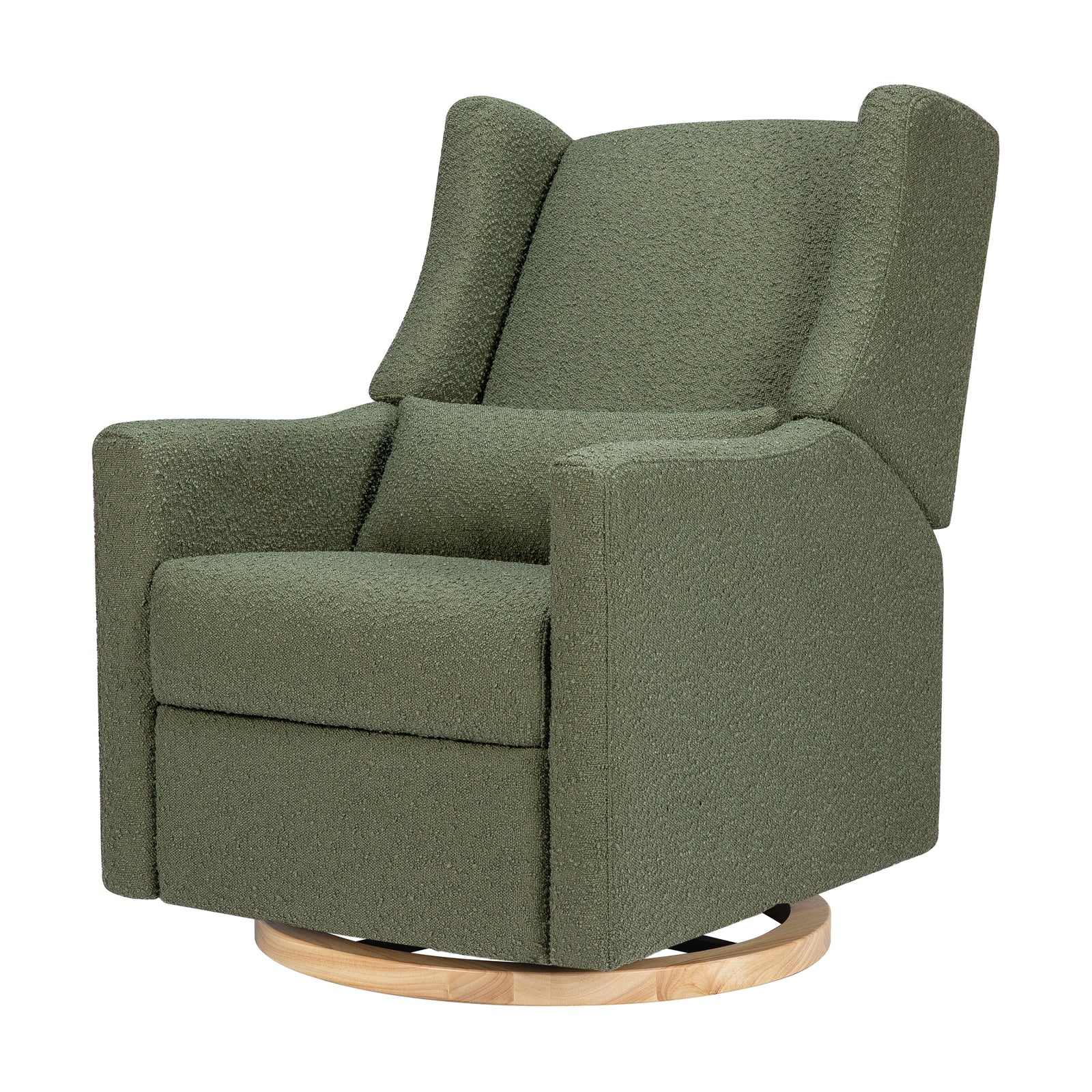 Kiwi Electronic Recliner + Swivel Glider | Olive Boucle w/ Light Wood Base