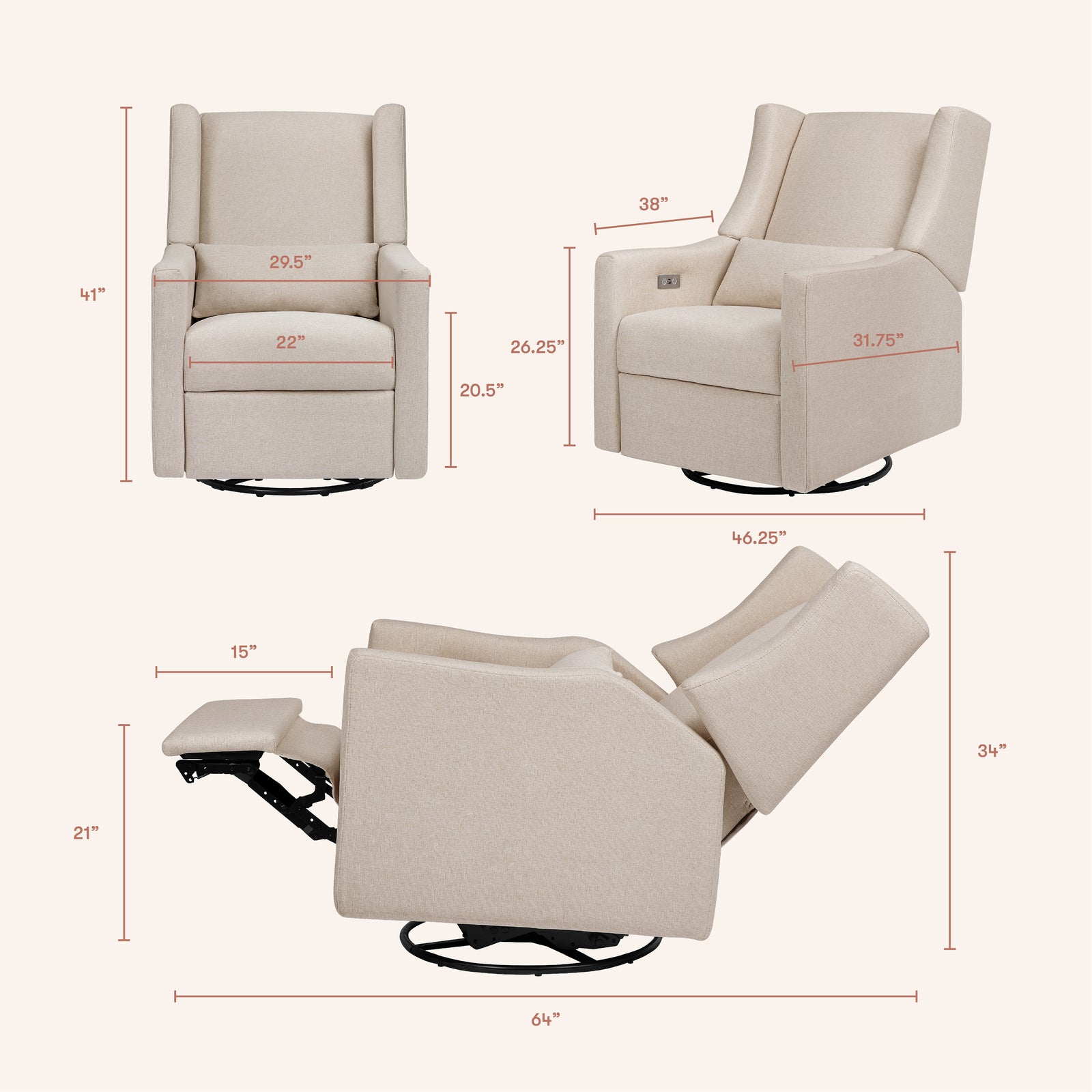 Kiwi Electronic Recliner + Swivel Glider | Eco-Performance Fabric