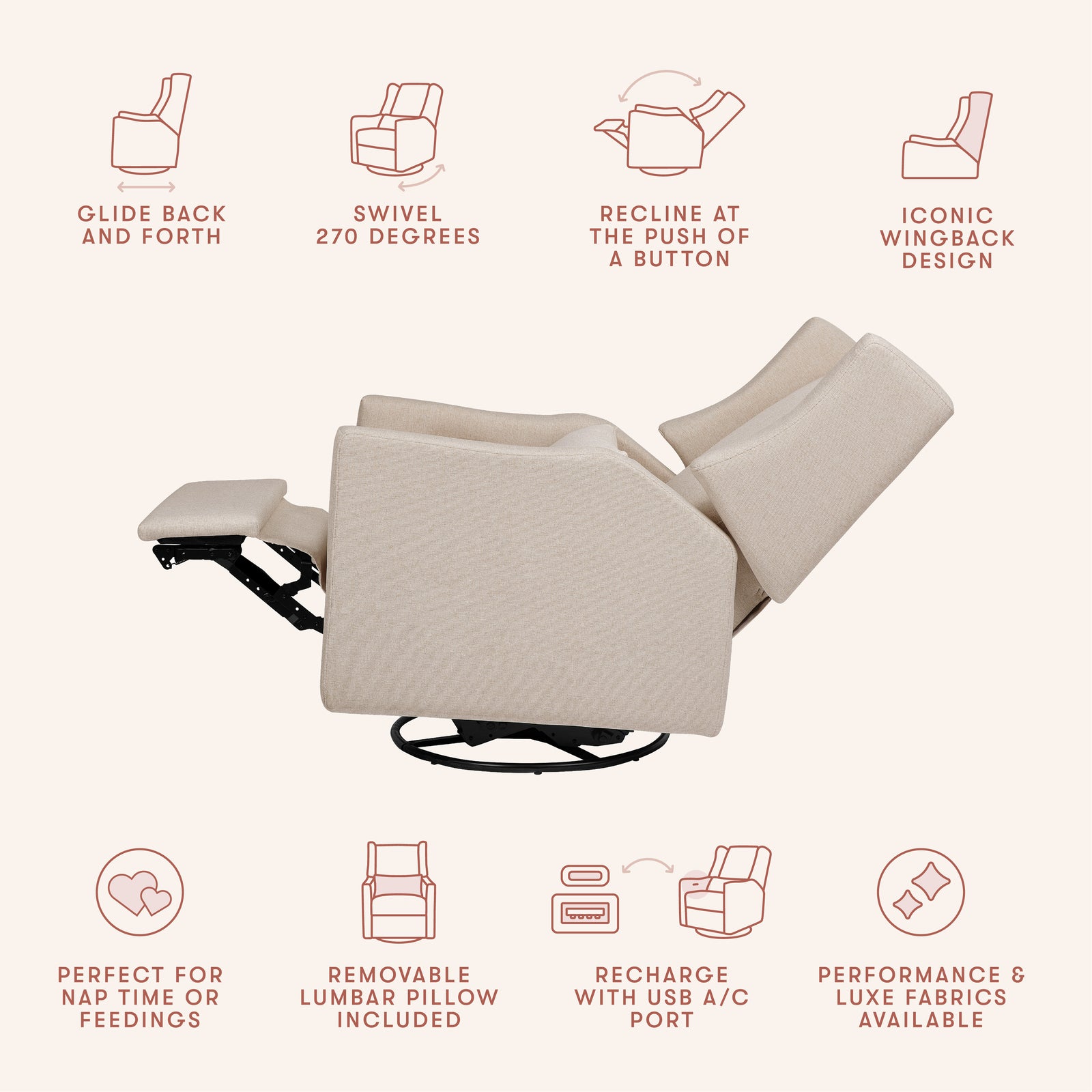 Kiwi Electronic Recliner + Swivel Glider | Eco-Performance Fabric