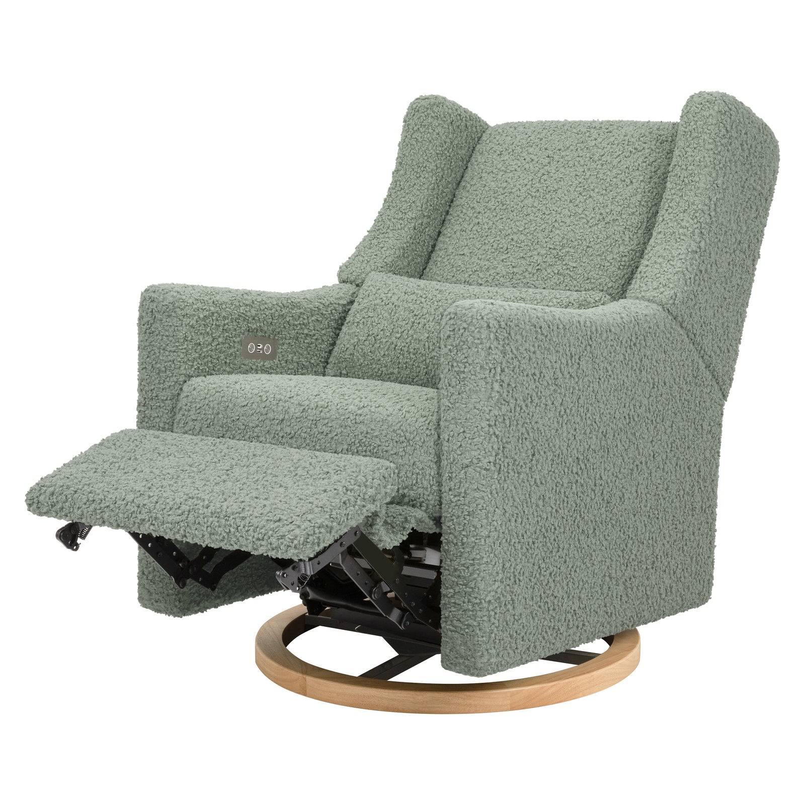 Kiwi Electronic Recliner + Swivel Glider | Teddy Loop w/ Light Wood Base