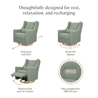Kiwi Electronic Recliner + Swivel Glider | Teddy Loop w/ Light Wood Base
