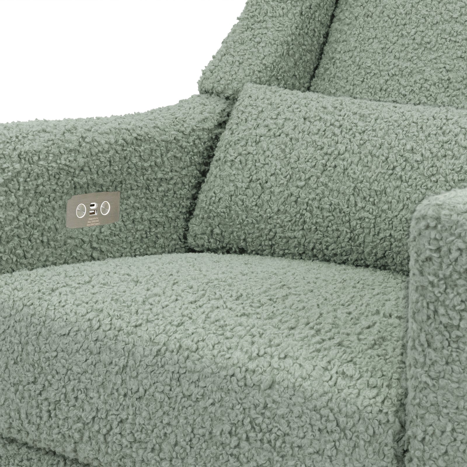 Kiwi Electronic Recliner + Swivel Glider | Teddy Loop w/ Light Wood Base