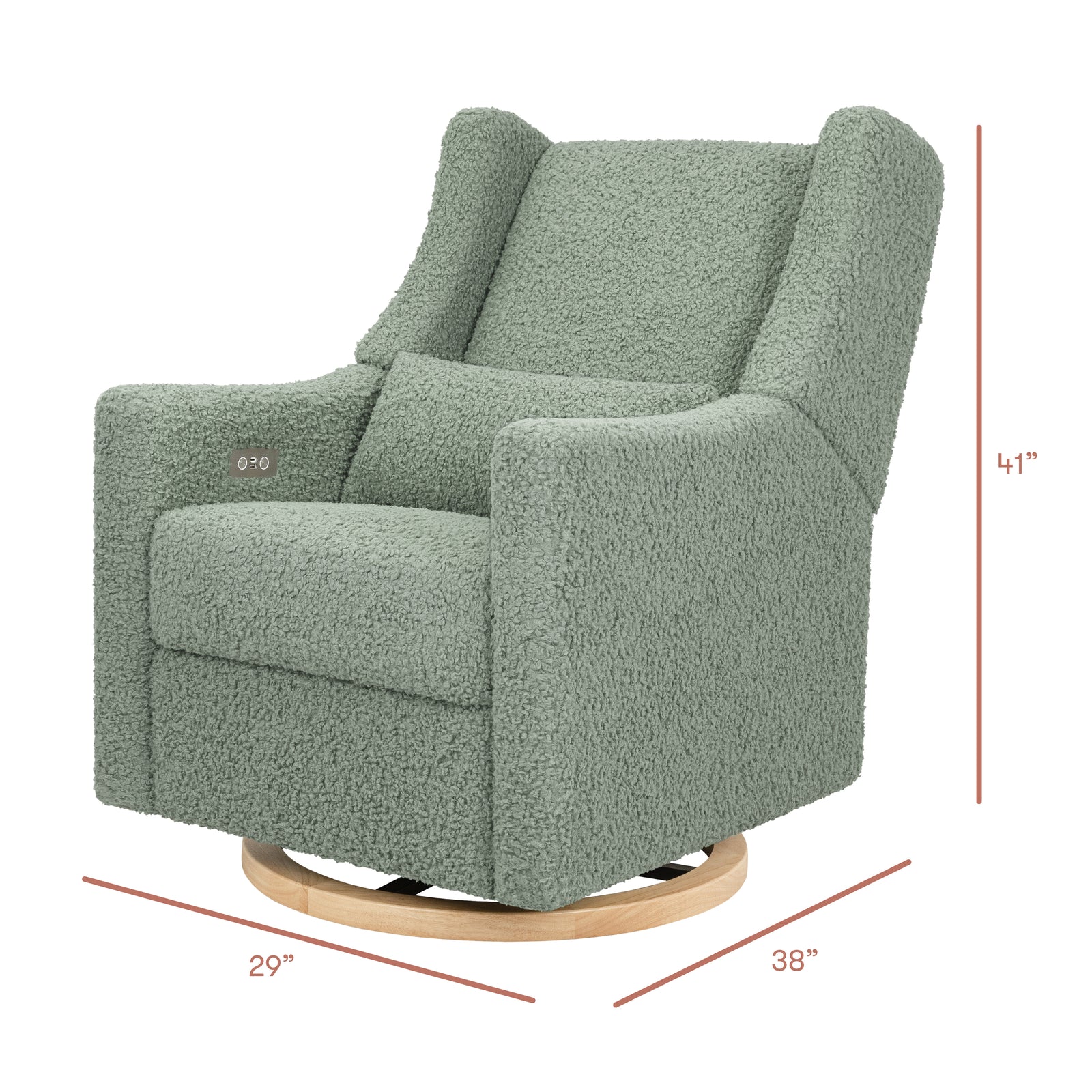 Kiwi Electronic Recliner + Swivel Glider | Teddy Loop w/ Light Wood Base