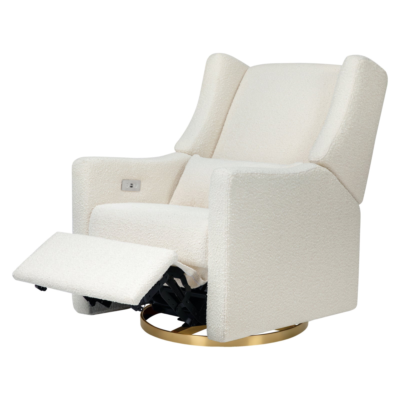 Kiwi Electronic Recliner + Swivel Glider | Ivory Boucle w/ Gold Base