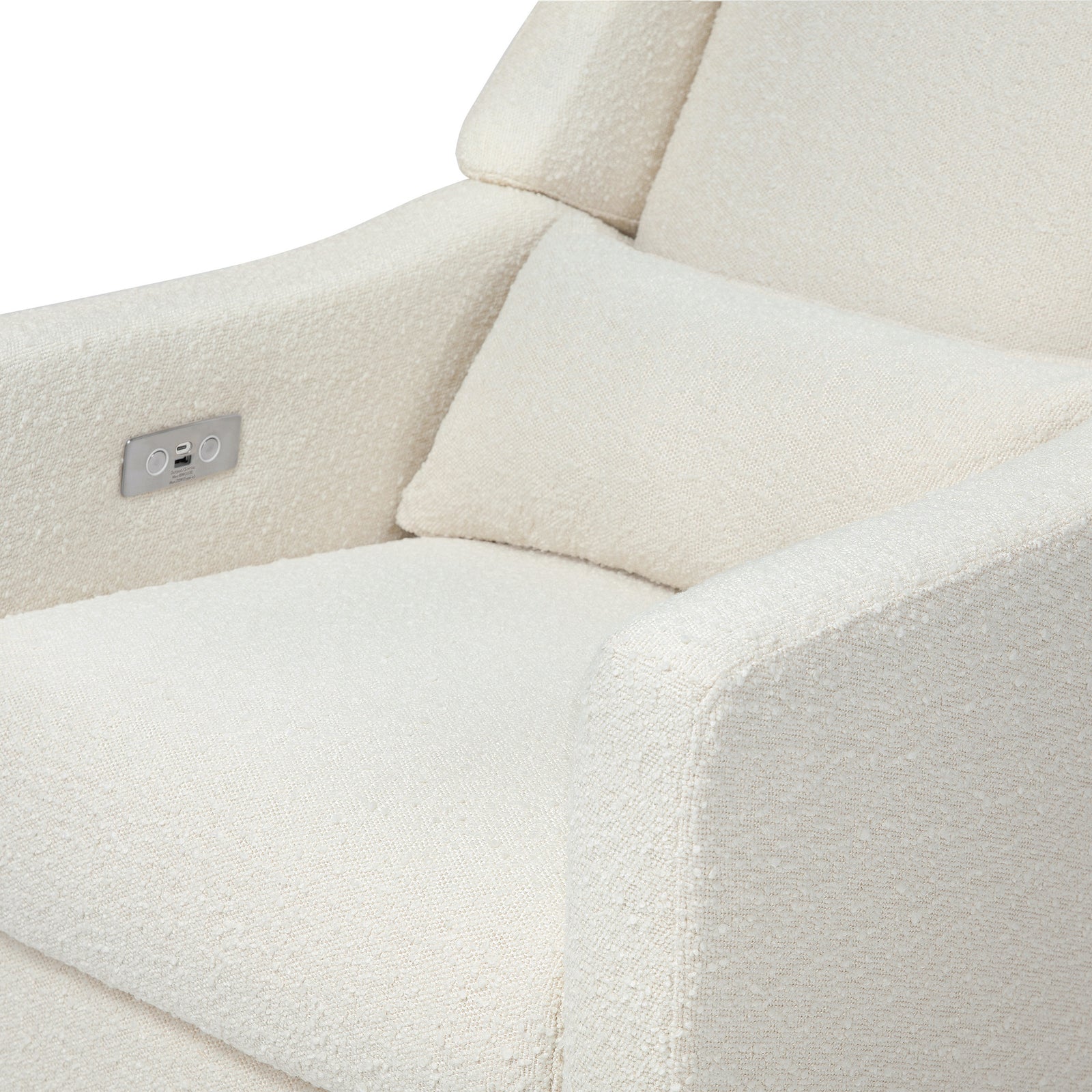 Kiwi Electronic Recliner + Swivel Glider | Ivory Boucle w/ Gold Base