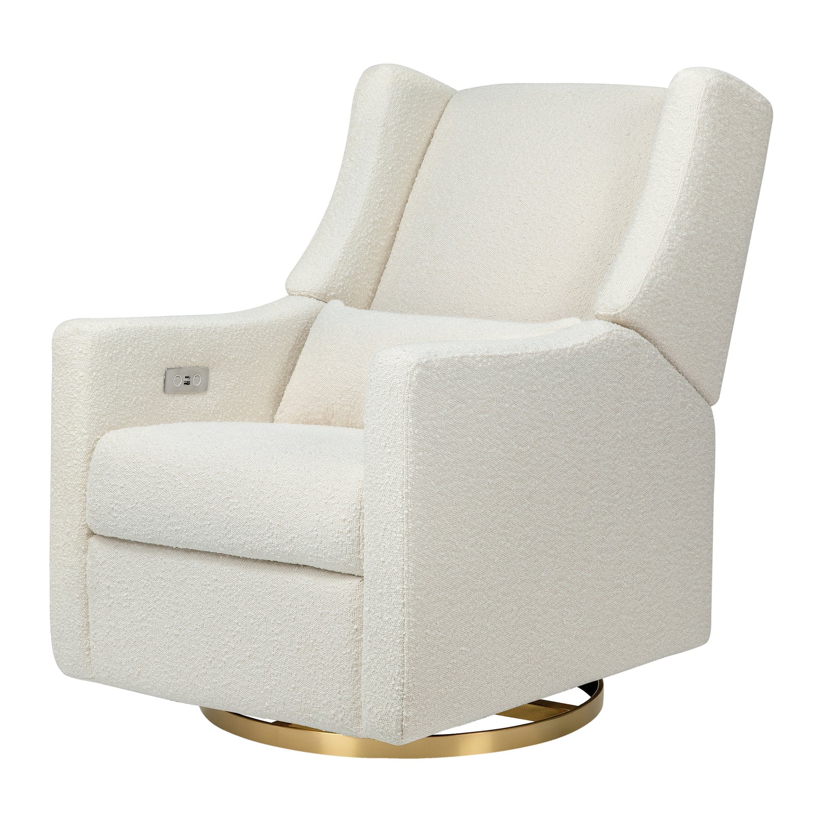 Kiwi Electronic Recliner + Swivel Glider | Ivory Boucle w/ Gold Base