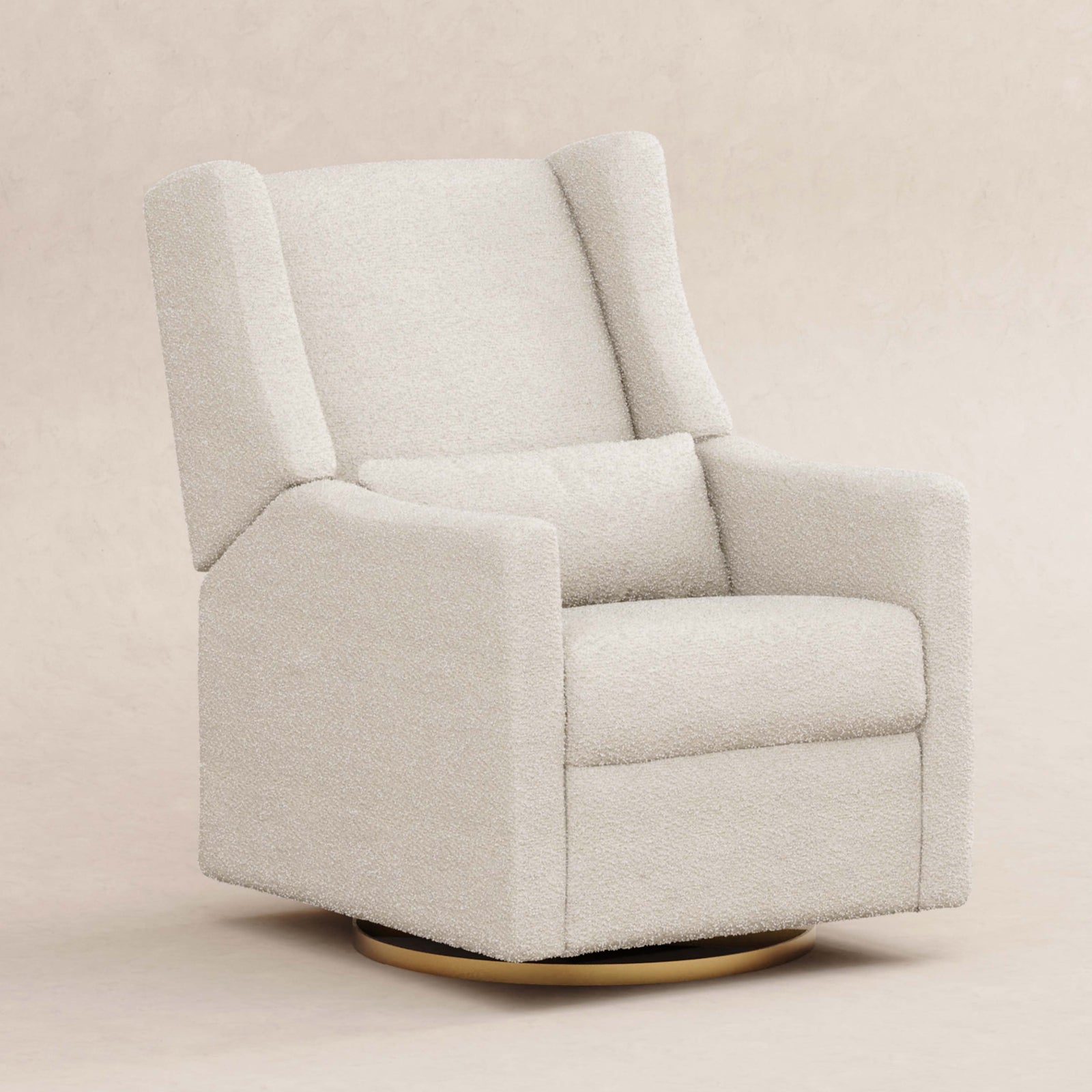 Kiwi Electronic Recliner + Swivel Glider | Ivory Boucle w/ Gold Base