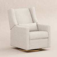 Kiwi Electronic Recliner + Swivel Glider in Eco-Performance Fabric with USB Port - Ivory Boucle w/ Gold Base