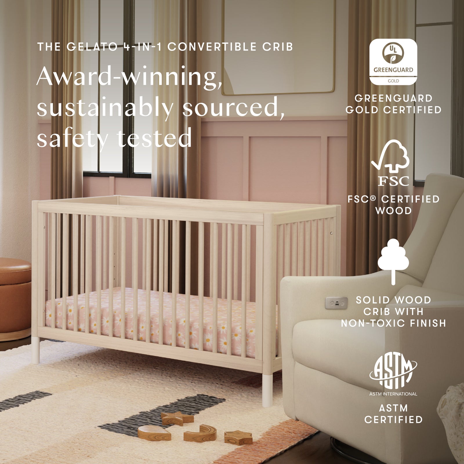 Gelato 4-in-1 Crib with Toddler Bed Conversion Kit