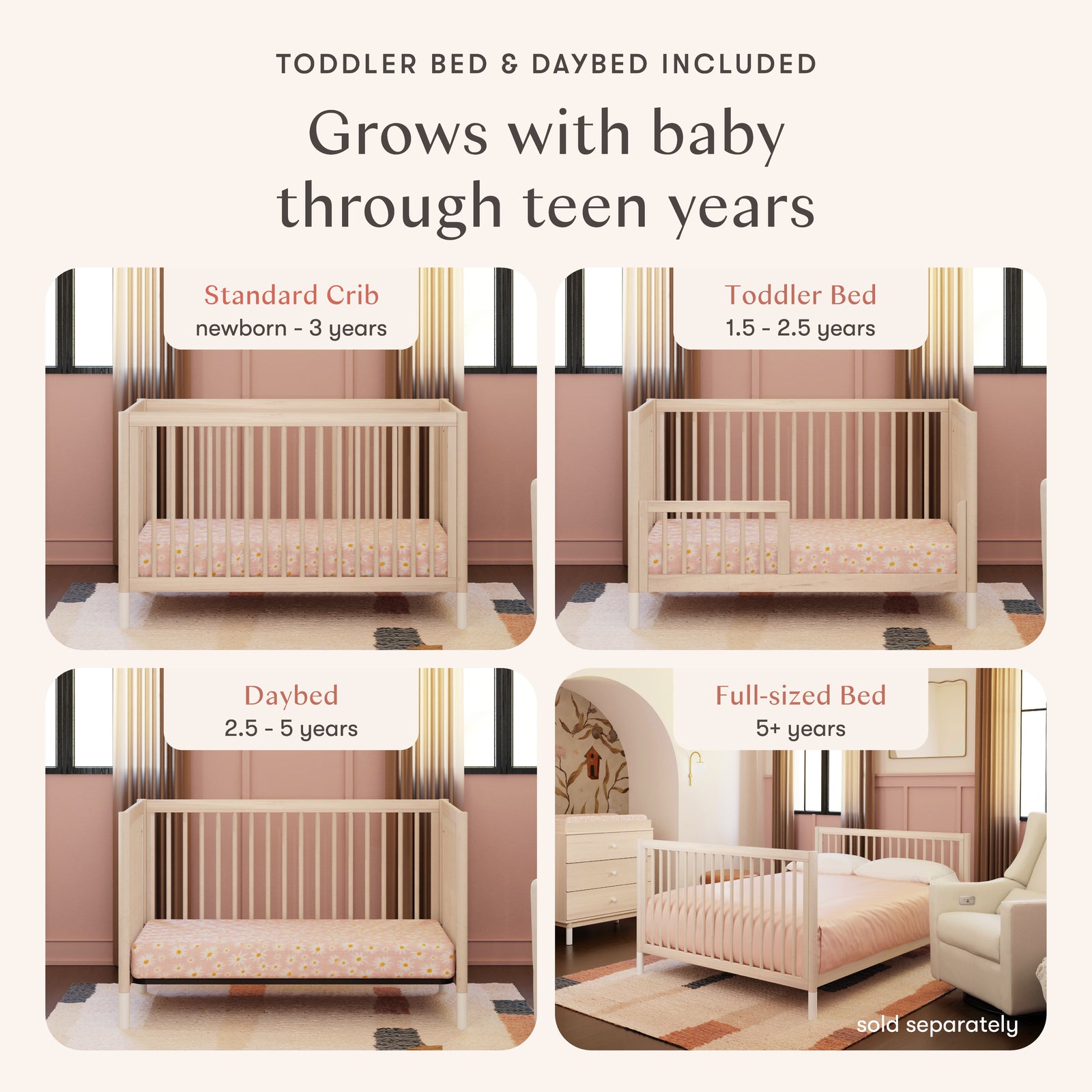 Gelato 4-in-1 Crib with Toddler Bed Conversion Kit