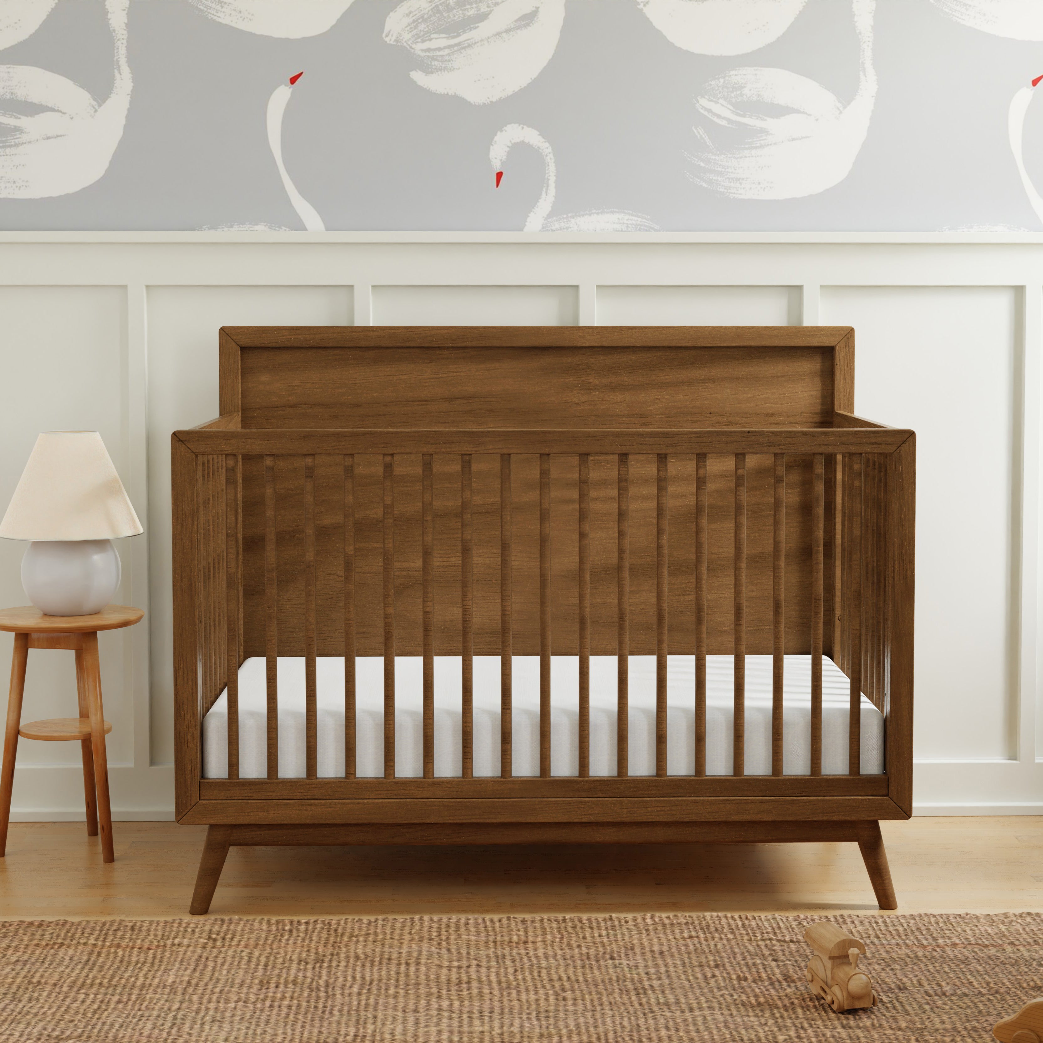 Babyletto Palma 4 in 1 Convertible Crib with Toddler Bed Conversion Kit Natural Walnut