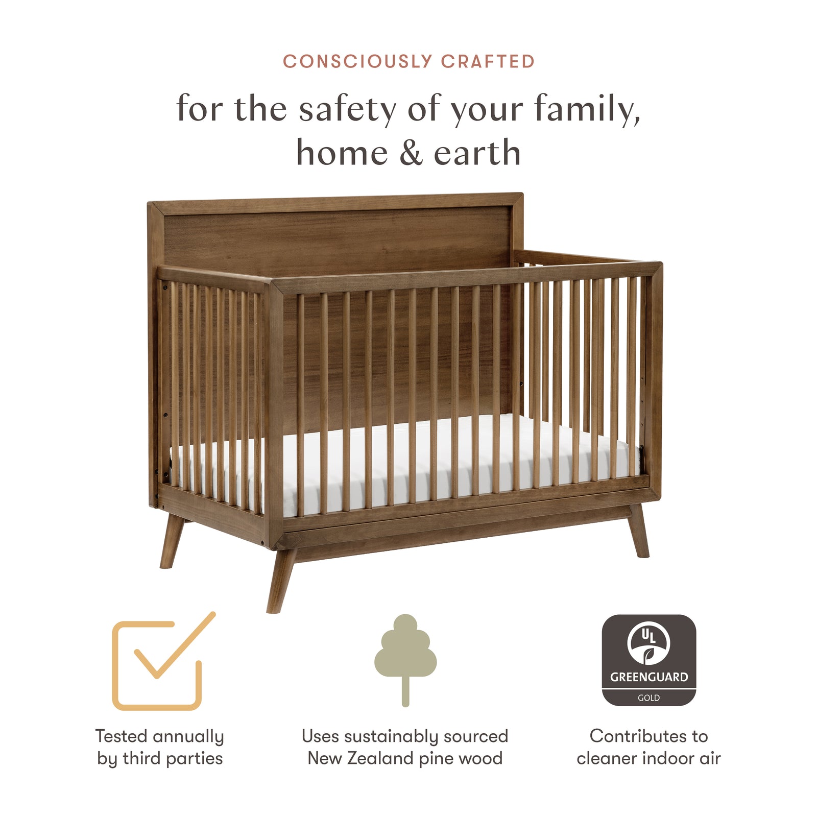 Palma 4-in-1 Convertible Crib with Toddler Bed Conversion Kit