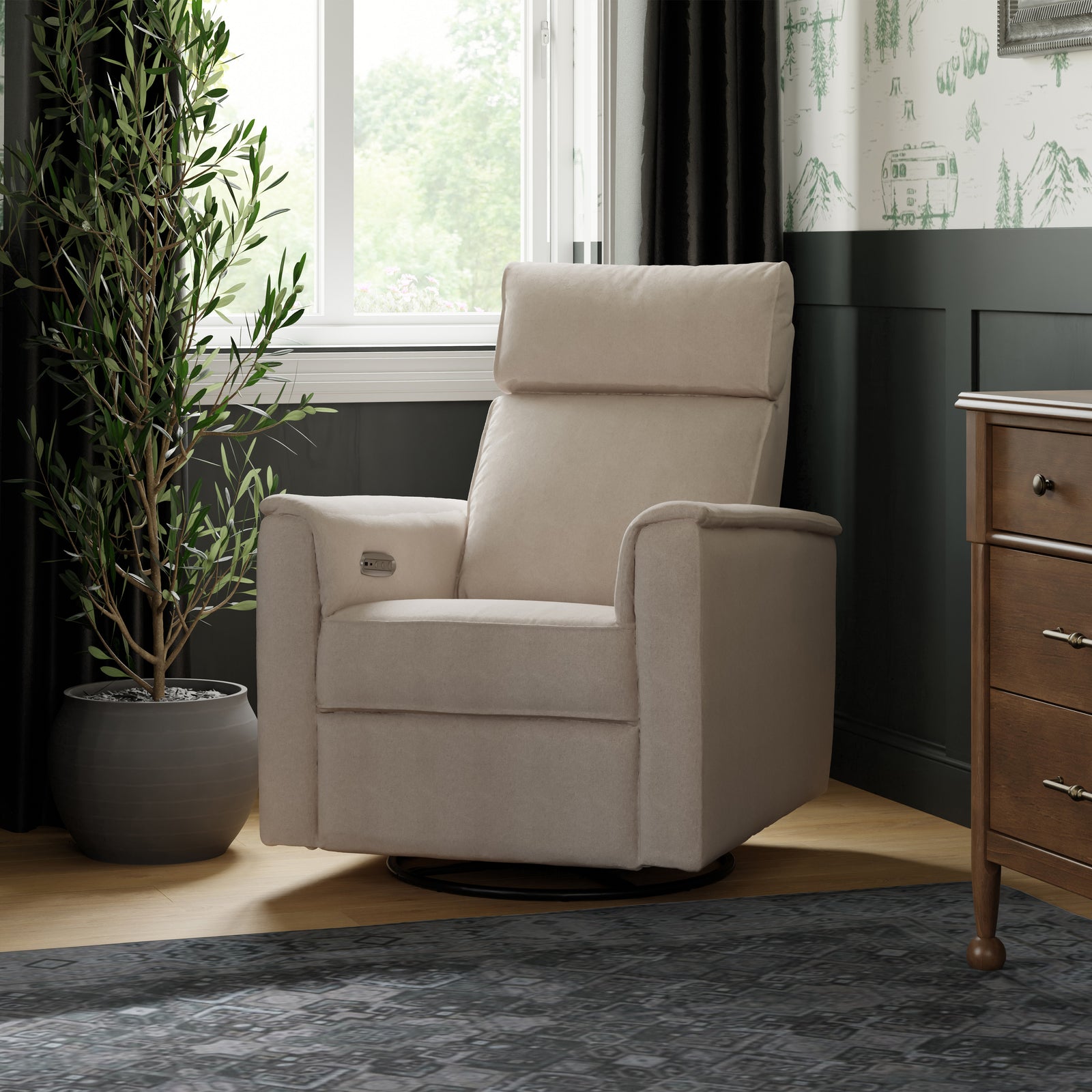 Willa Plus Power Recliner + Swivel Glider with Power Headrest | Eco Performance Fabric