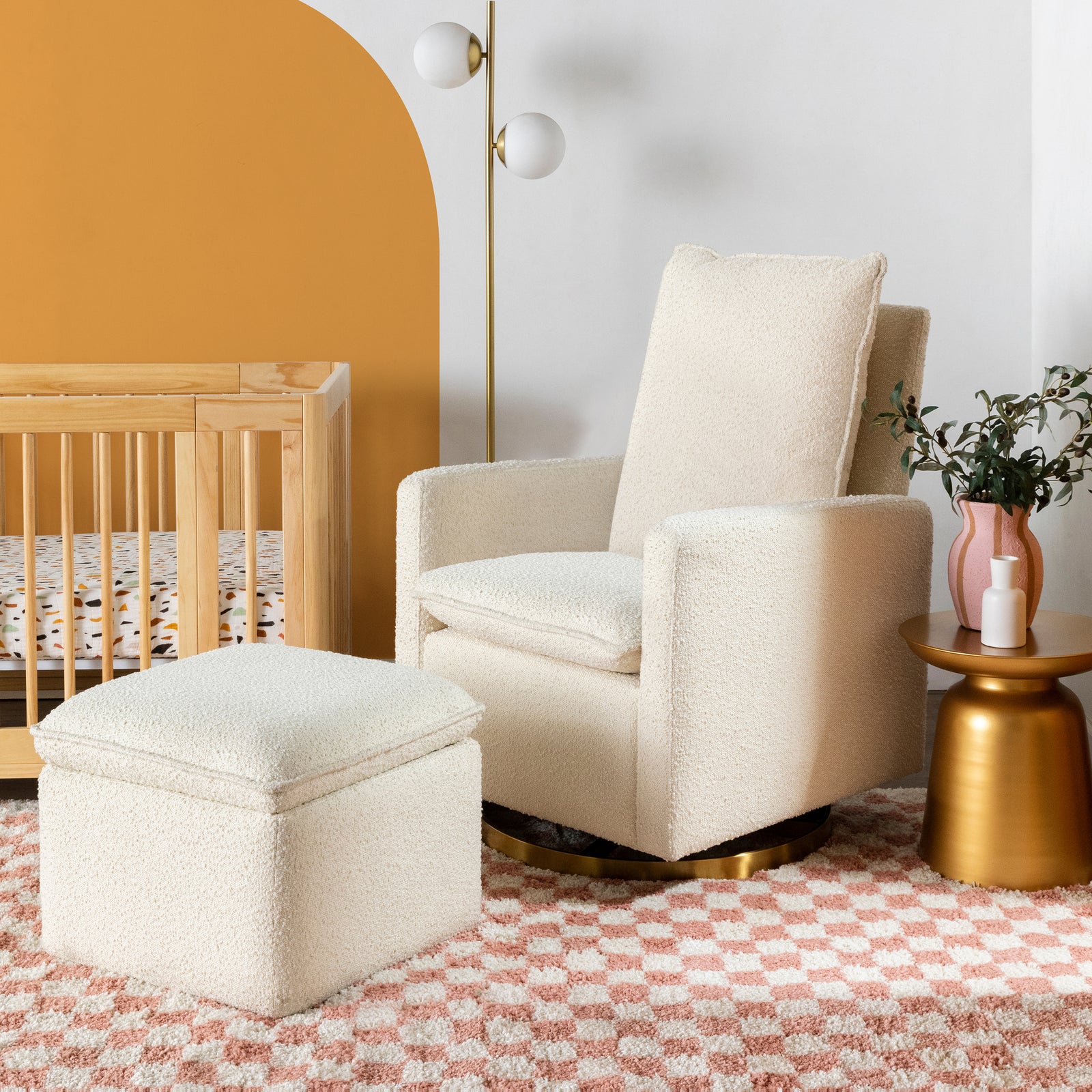 Cali Pillowback Swivel Glider | Boucle