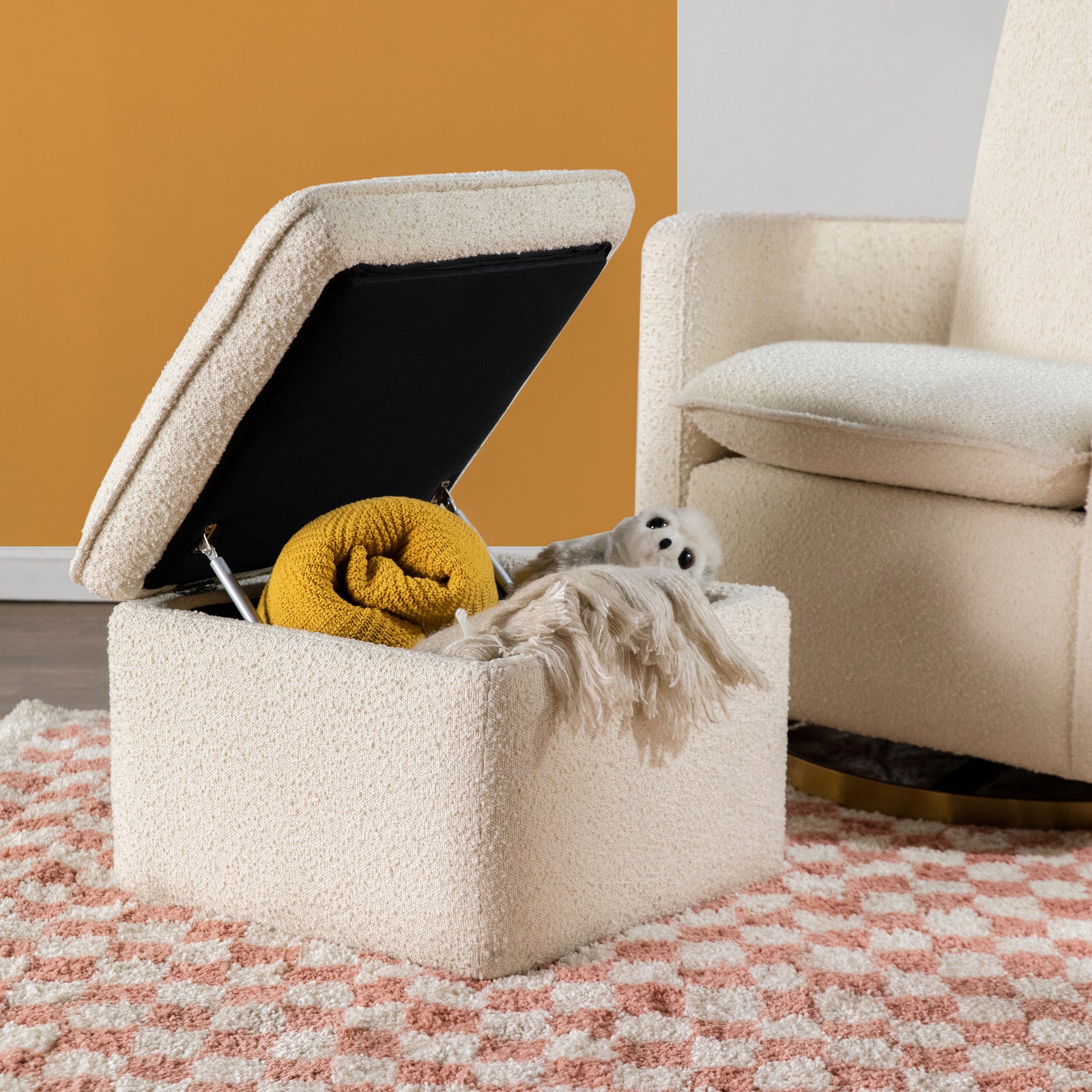 Cali Pillowback Swivel Glider | Boucle