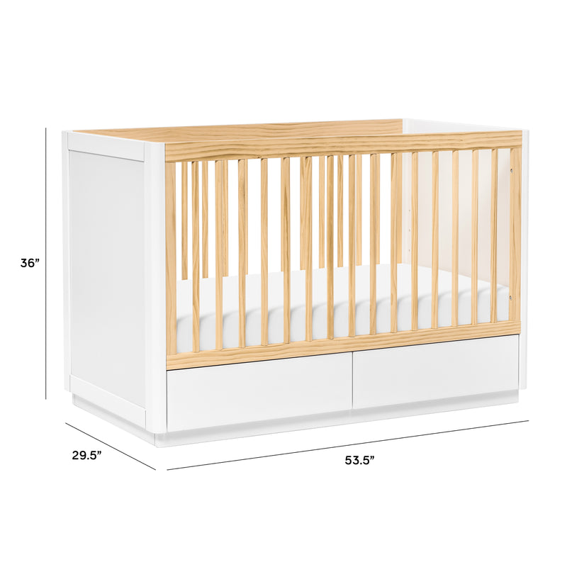 Bento 3-in-1 Convertible Storage Crib with Toddler Bed Conversion Kit - White/Natural