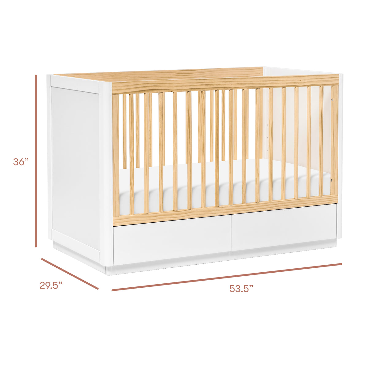 Bento 3-in-1 Convertible Storage Crib with Toddler Bed Conversion Kit - White/Natural