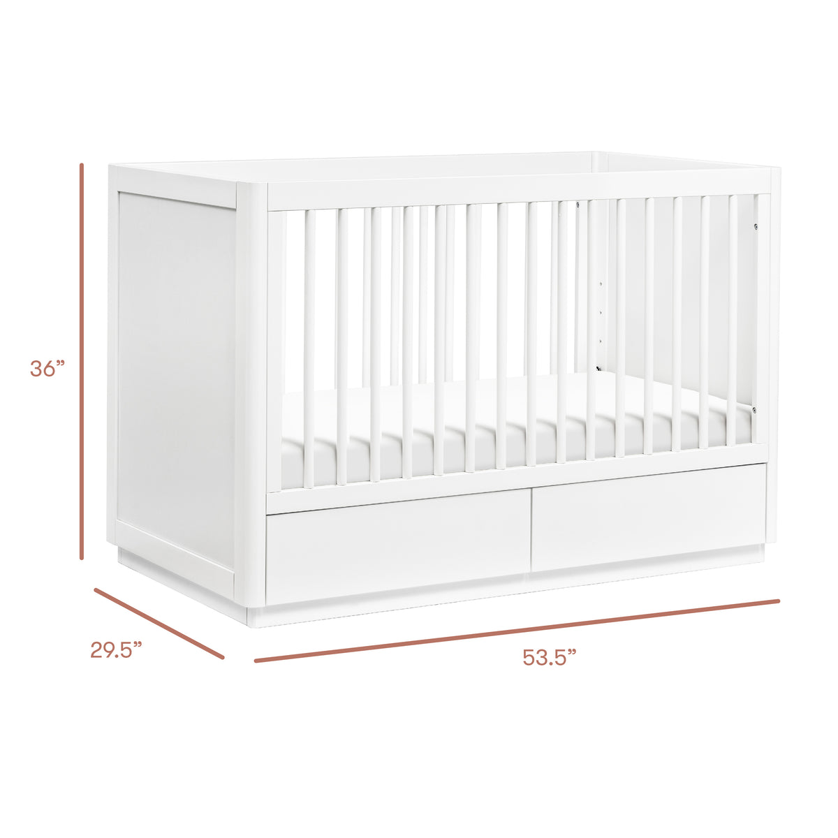 Bento 3-in-1 Convertible Storage Crib with Toddler Bed Conversion Kit - White