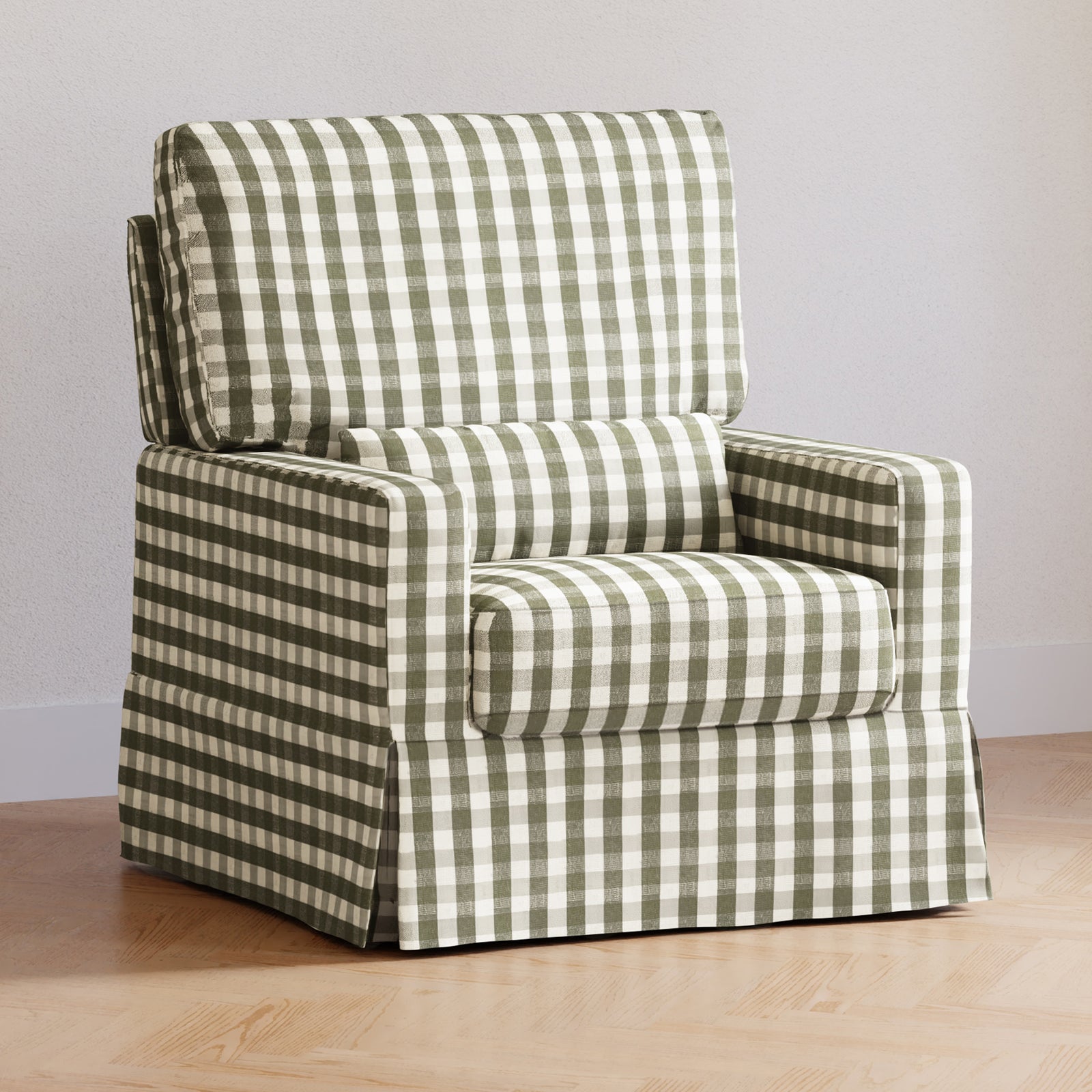Crawford Pillowback Comfort Swivel Glider | Gingham