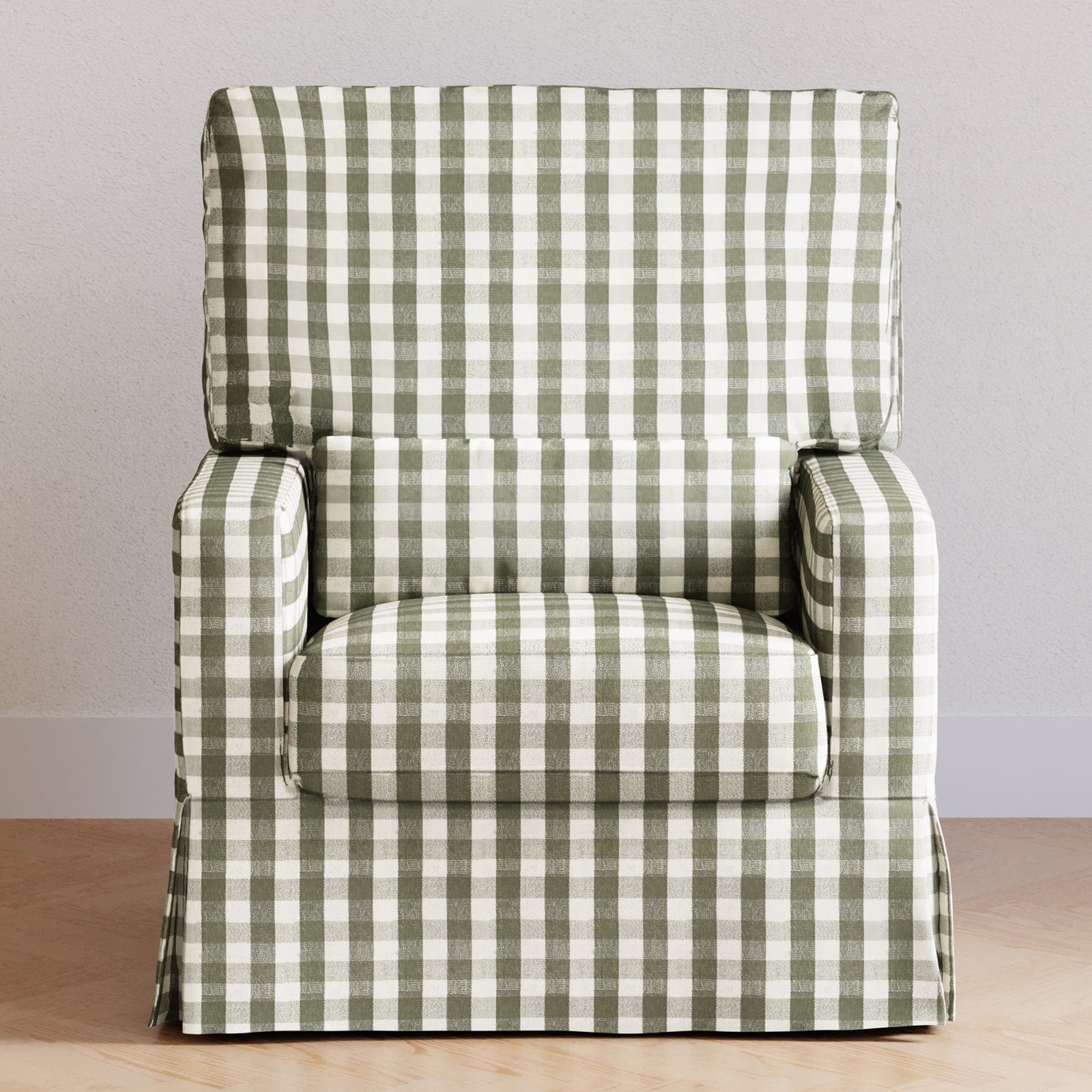 Crawford Pillowback Comfort Swivel Glider | Gingham