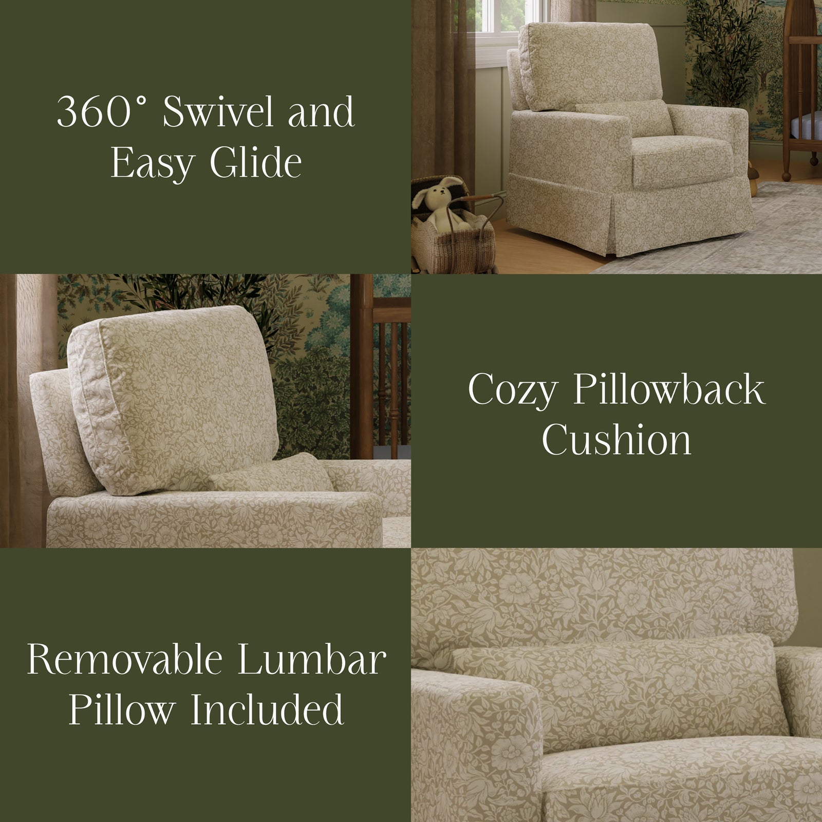 Morris & Co. Crawford Pillowback Comfort Swivel Glider