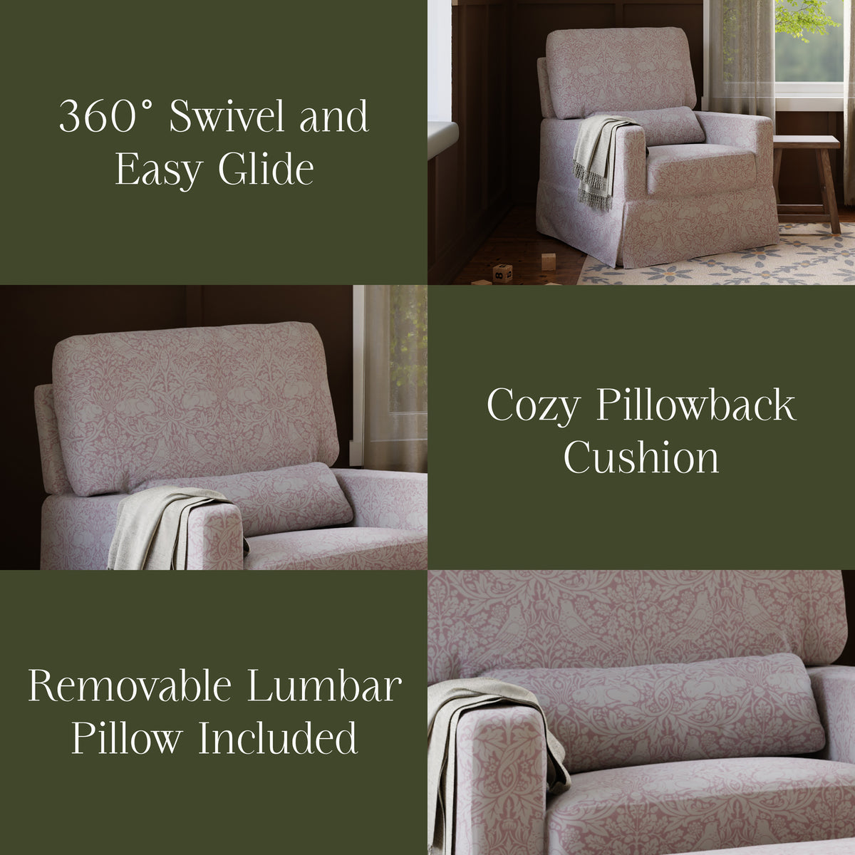 Morris & Co. Crawford Pillowback Comfort Swivel Glider
