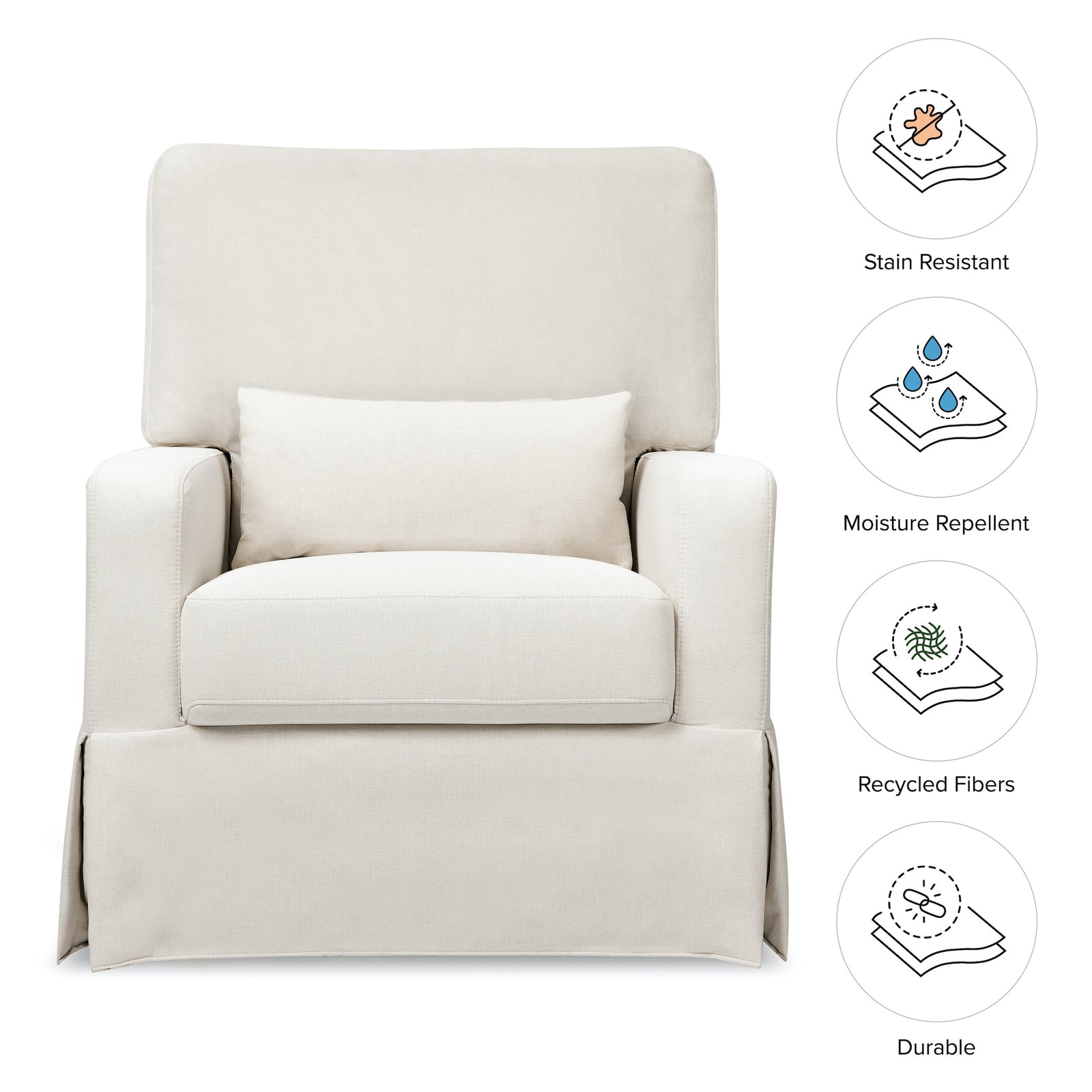 Crawford Pillowback Comfort Swivel Glider | Eco-Performance Fabric
