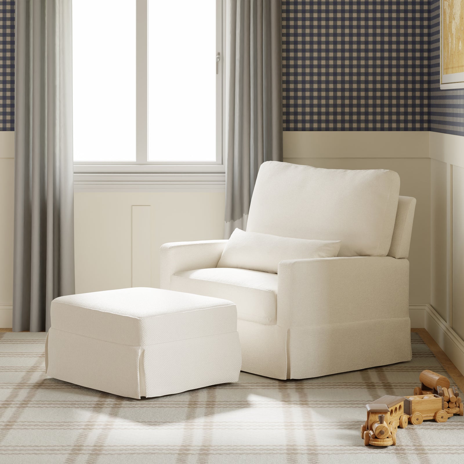 Crawford Pillowback Comfort Swivel Glider | Eco-Performance Fabric