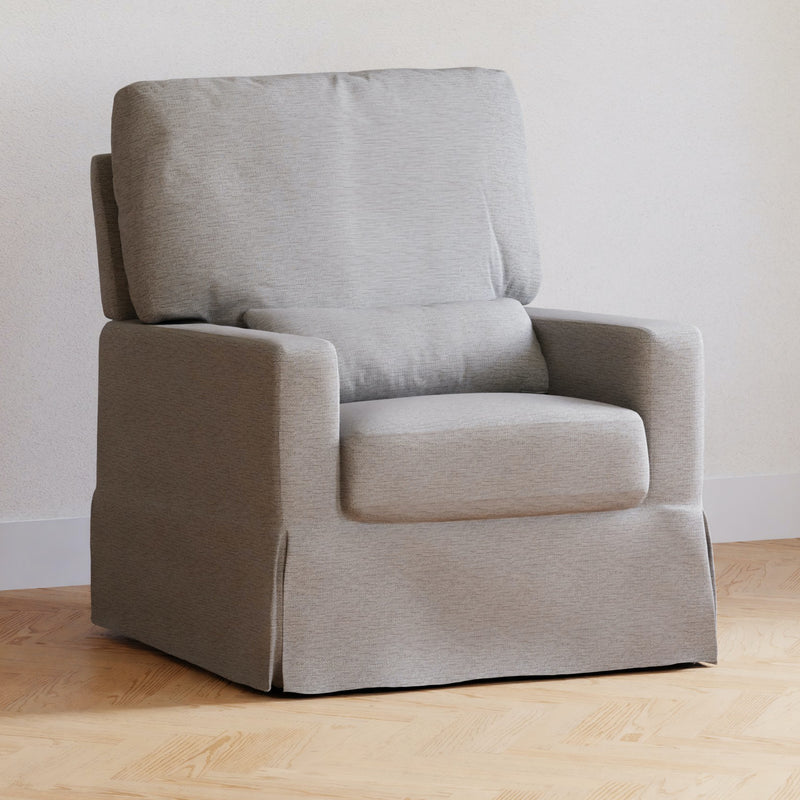 Crawford Pillowback Comfort Swivel Glider in Eco-Performance Fabric - Grey