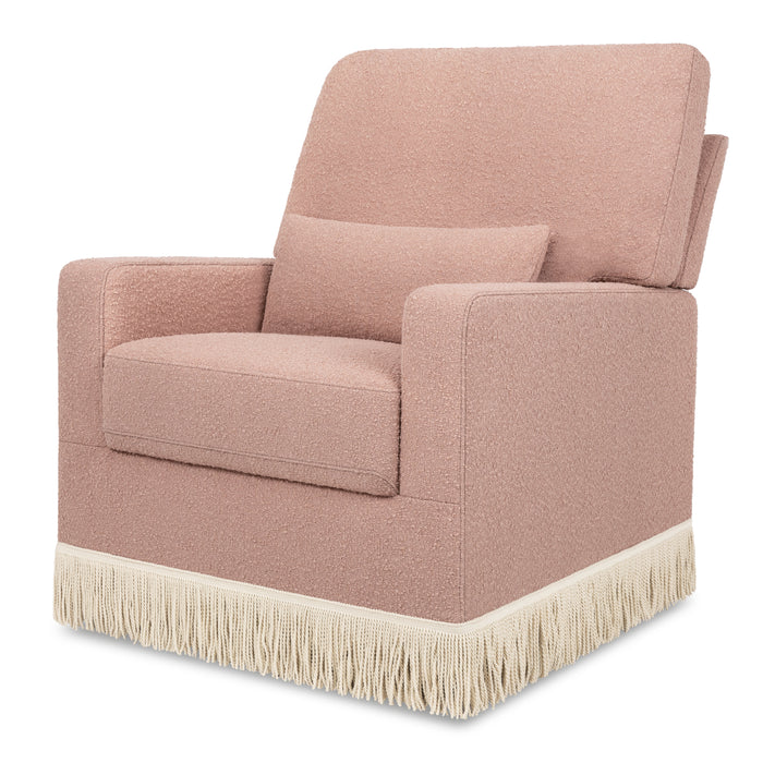 Crawford Pillowback Comfort Swivel Glider | Boucle with Tassel Fringe