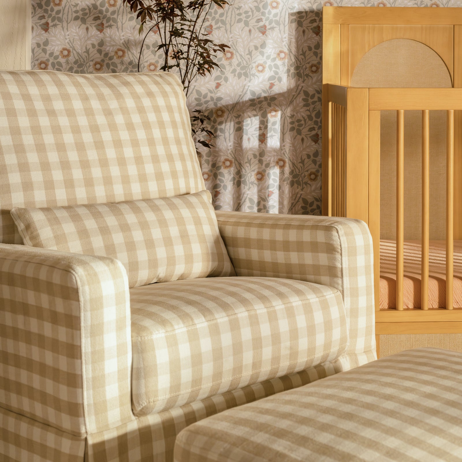 Crawford Pillowback Comfort Swivel Glider | Gingham