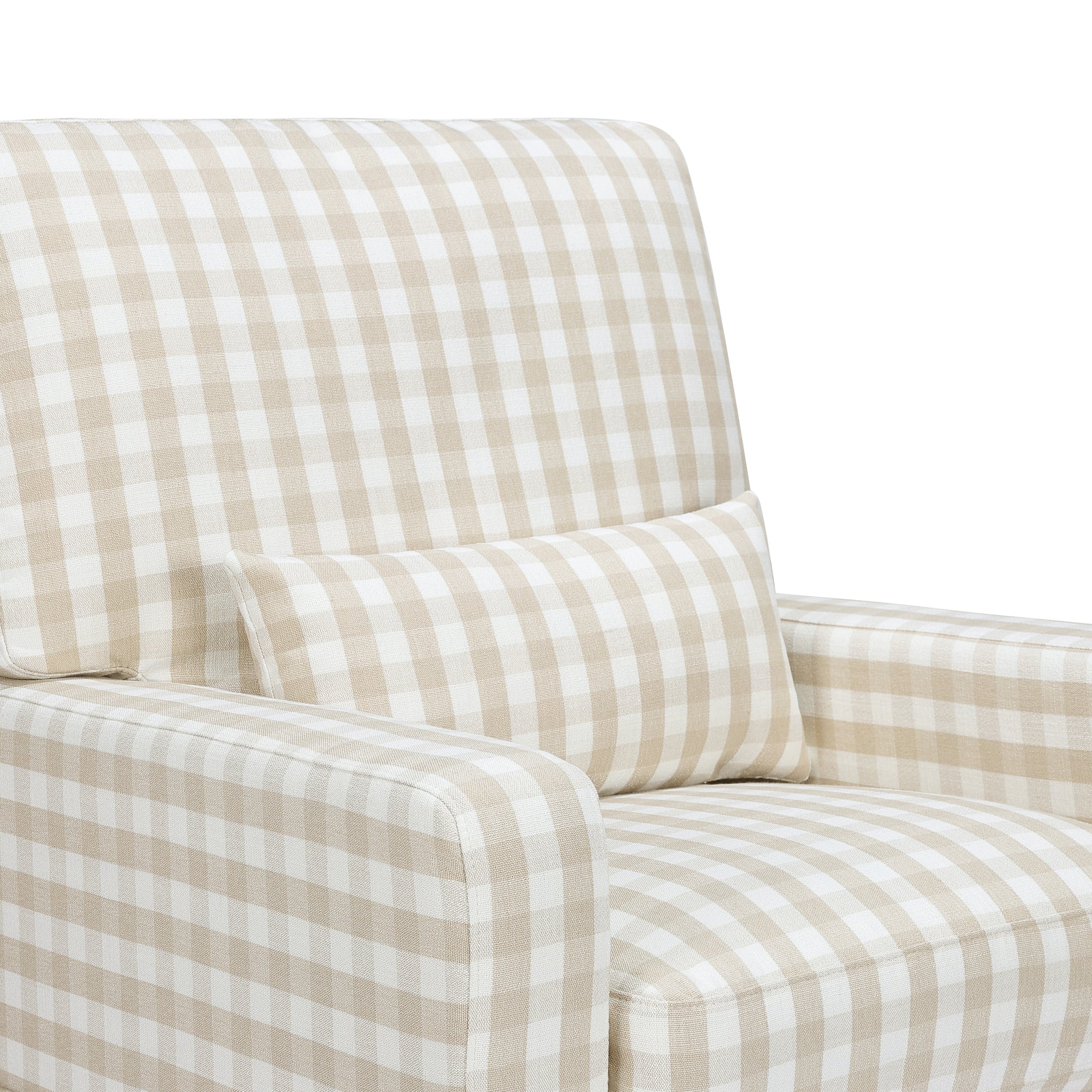 Crawford Pillowback Comfort Swivel Glider Tan Gingham Project