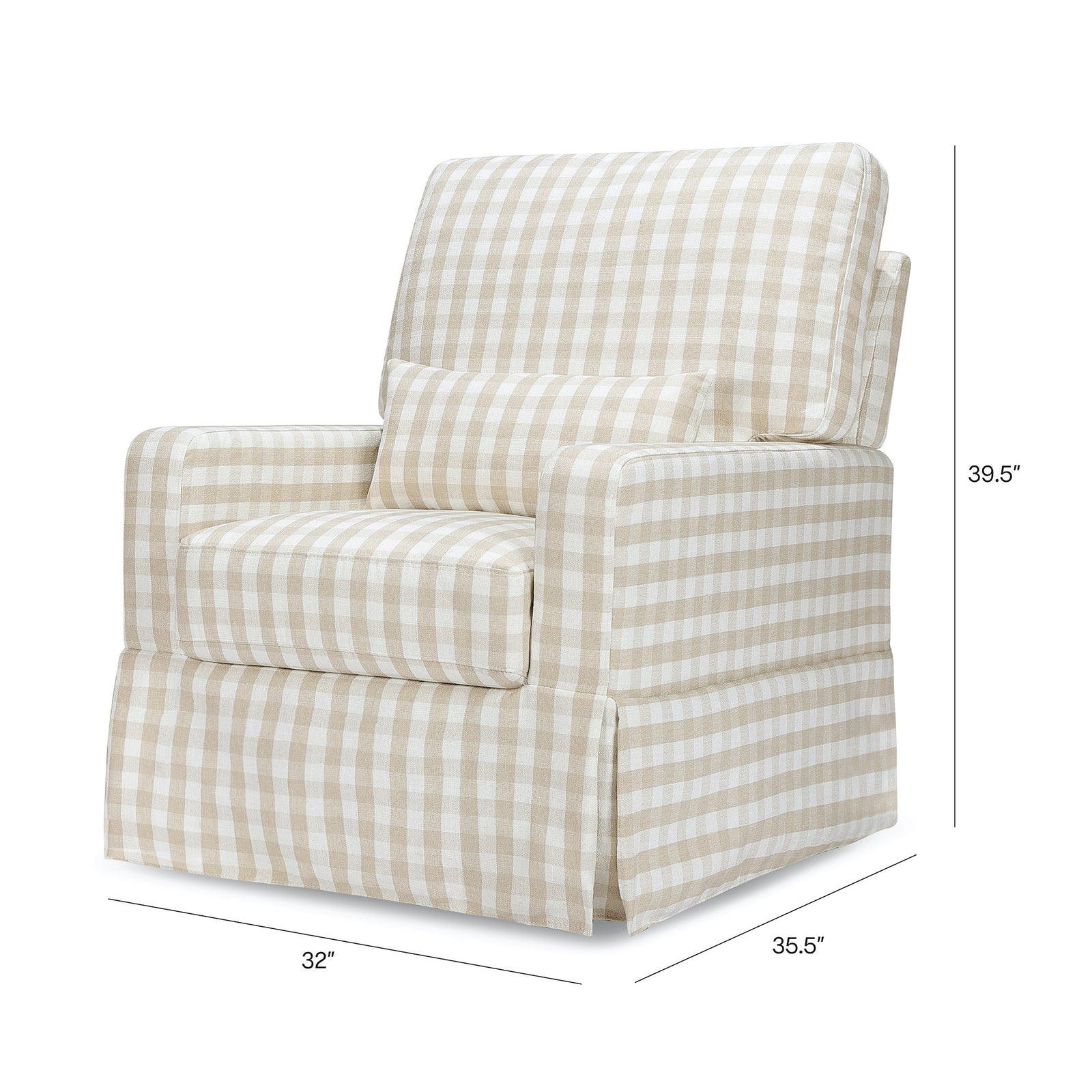 Crawford Pillowback Comfort Swivel Glider | Gingham