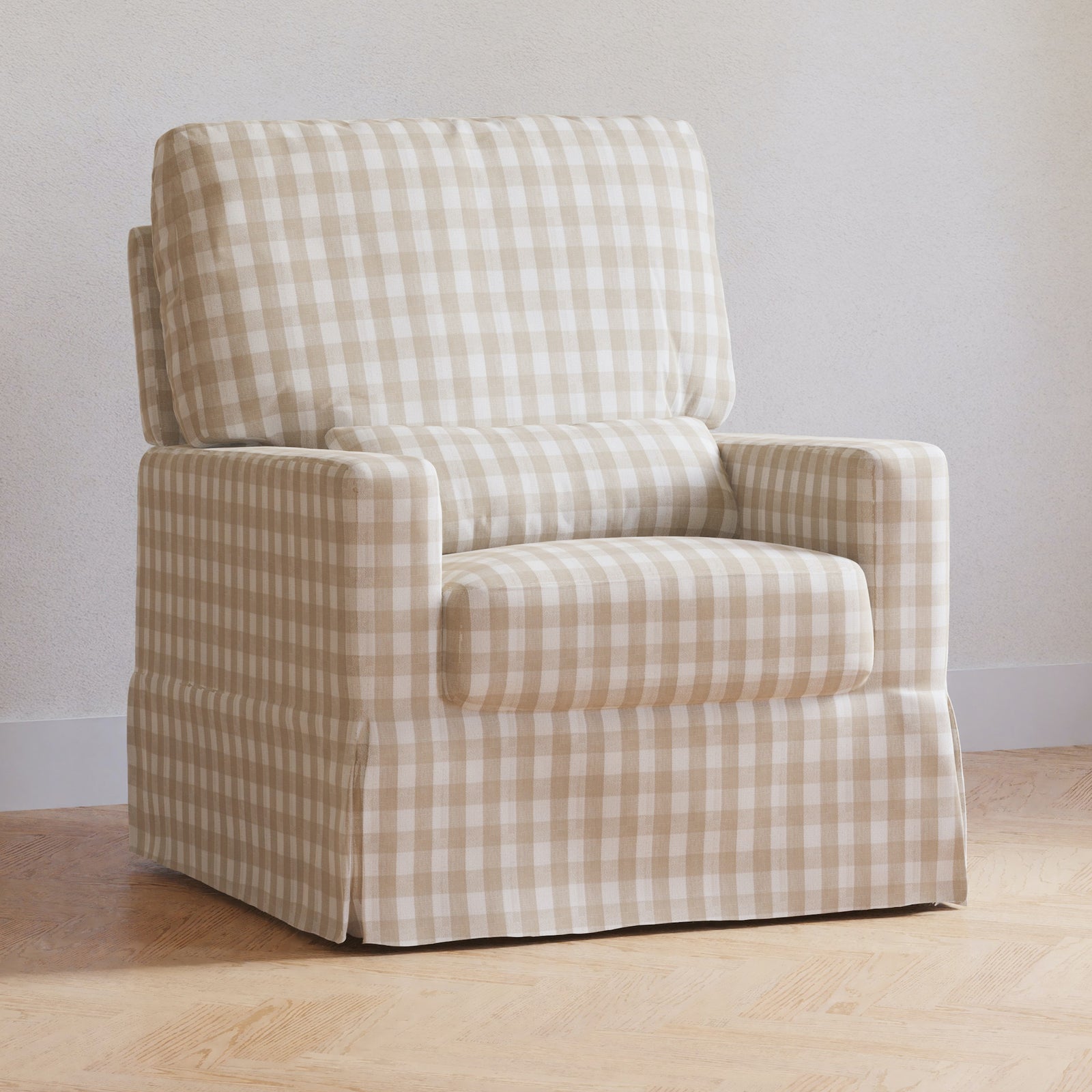 Crawford Pillowback Comfort Swivel Glider | Gingham