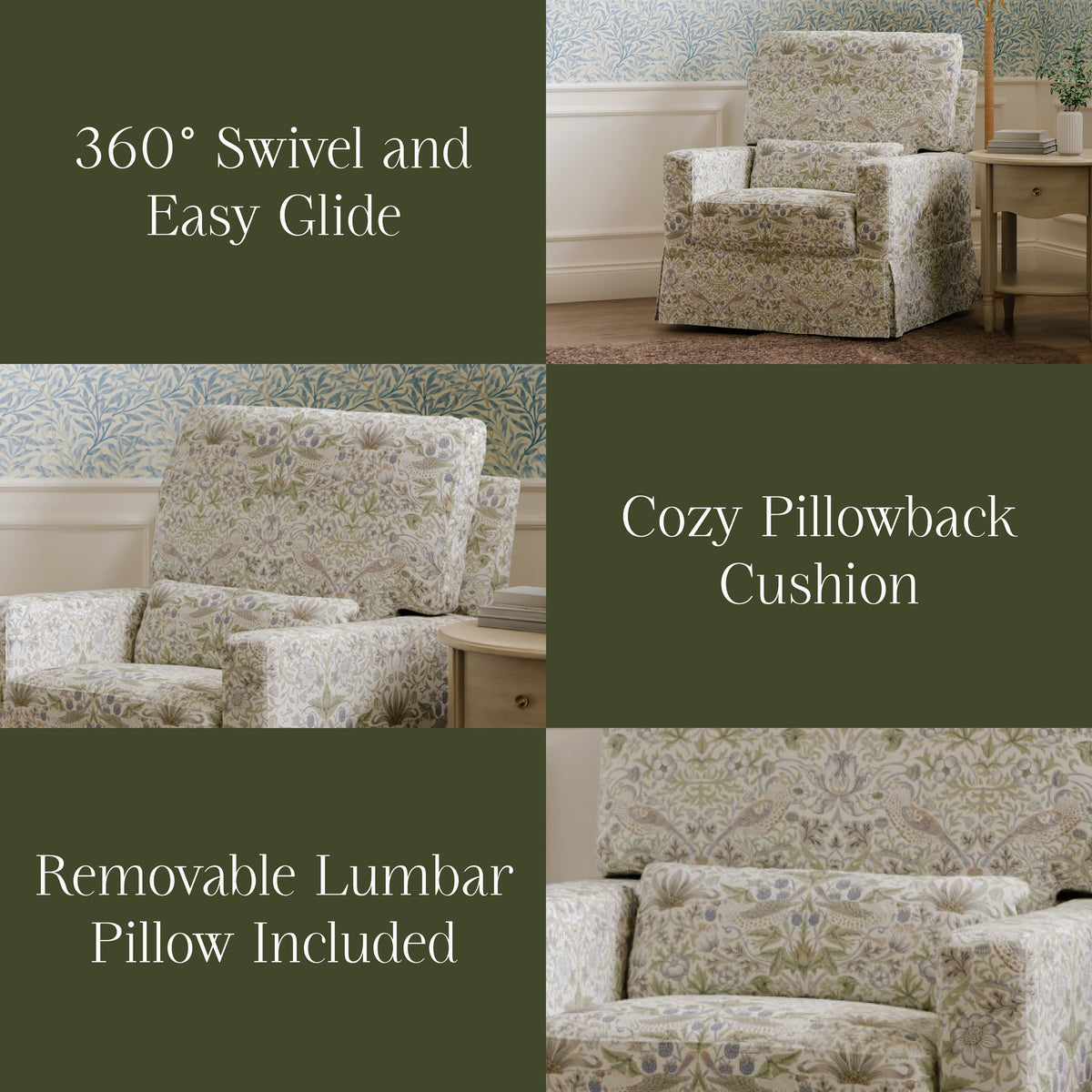 Morris & Co. Crawford Pillowback Comfort Swivel Glider