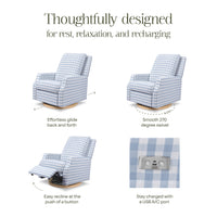 Crewe Electronic Recliner + Swivel Glider | Gingham