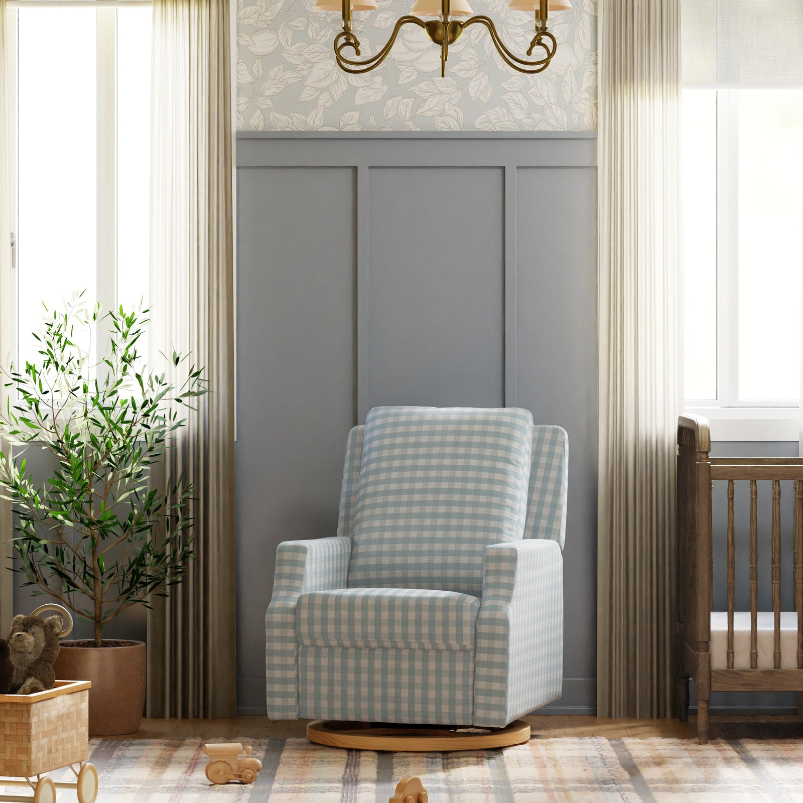 Crewe Electronic Recliner + Swivel Glider | Gingham