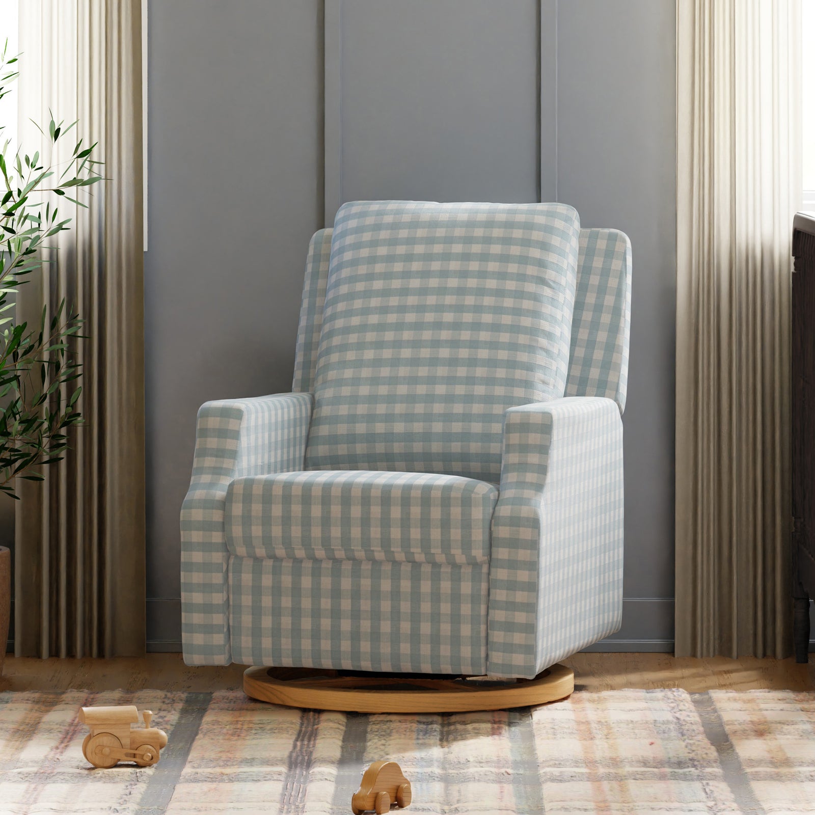 Crewe Electronic Recliner + Swivel Glider | Gingham