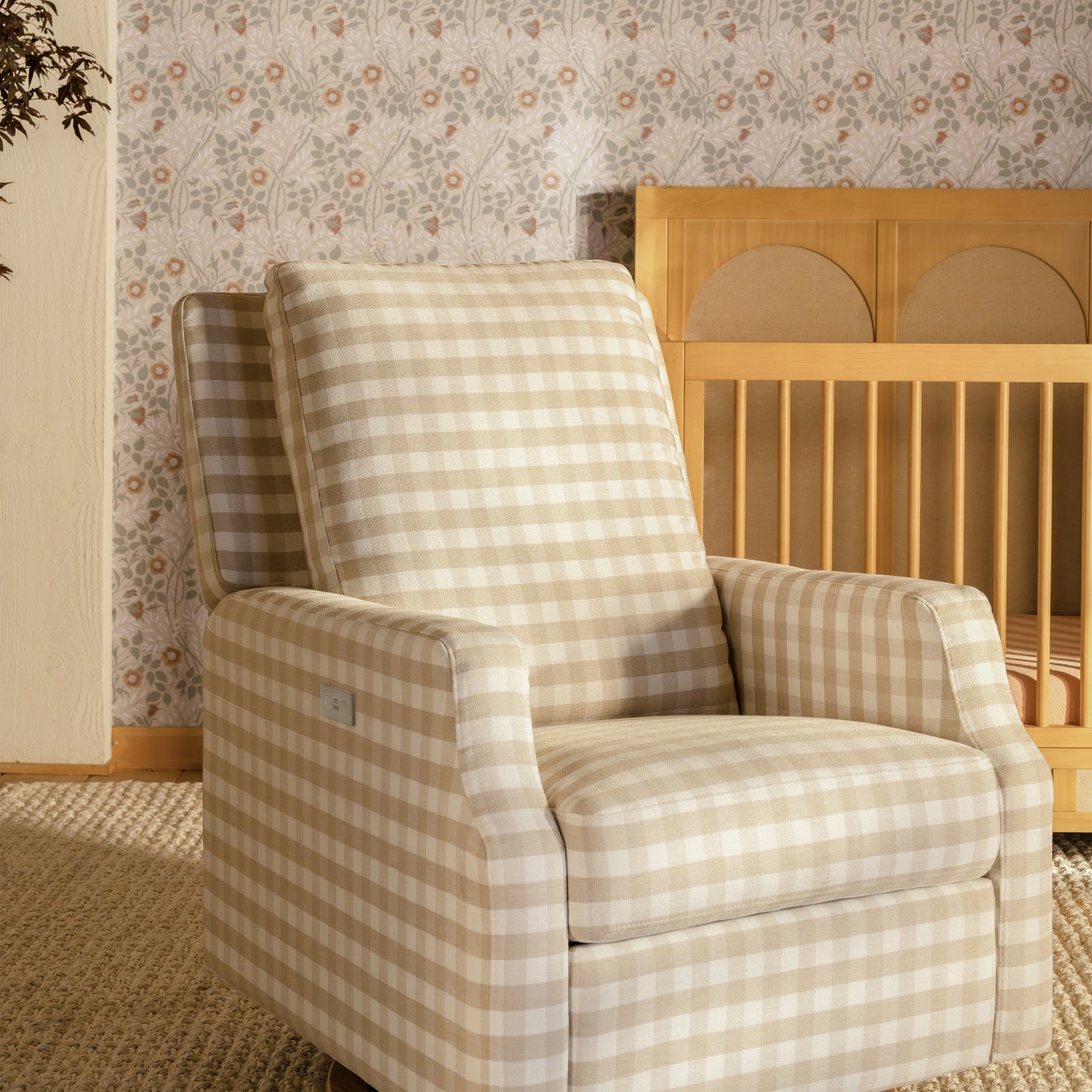Crewe Electronic Recliner + Swivel Glider | Gingham
