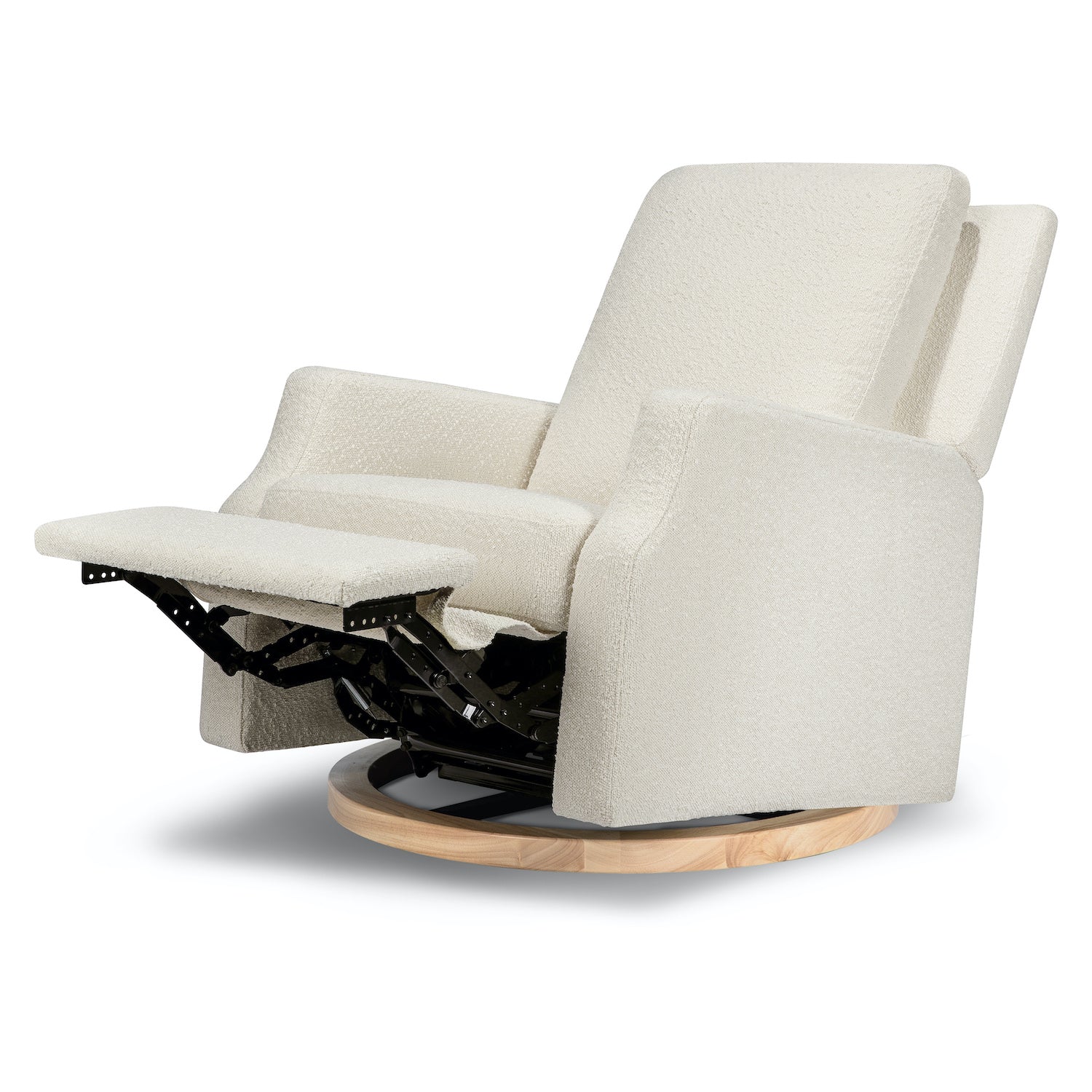 Crewe Recliner + Swivel Glider | Ivory Boucle w/ Light Wood Base