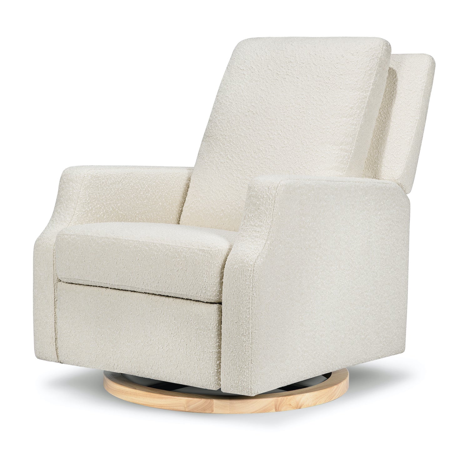 Crewe Recliner + Swivel Glider | Ivory Boucle w/ Light Wood Base