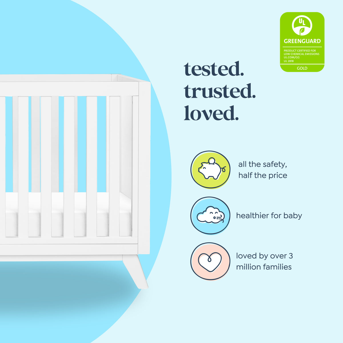 Otto 3-in-1 Convertible Crib - White