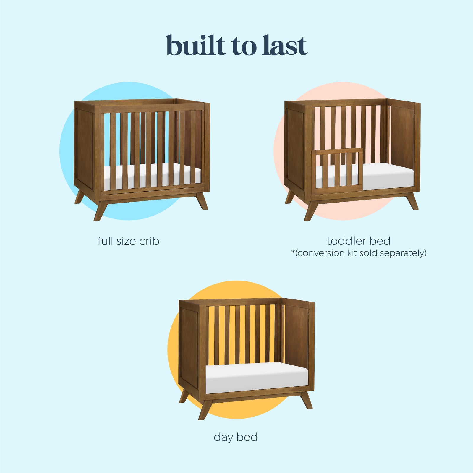 Otto 3-in-1 Convertible Mini Crib with 4" Mattress