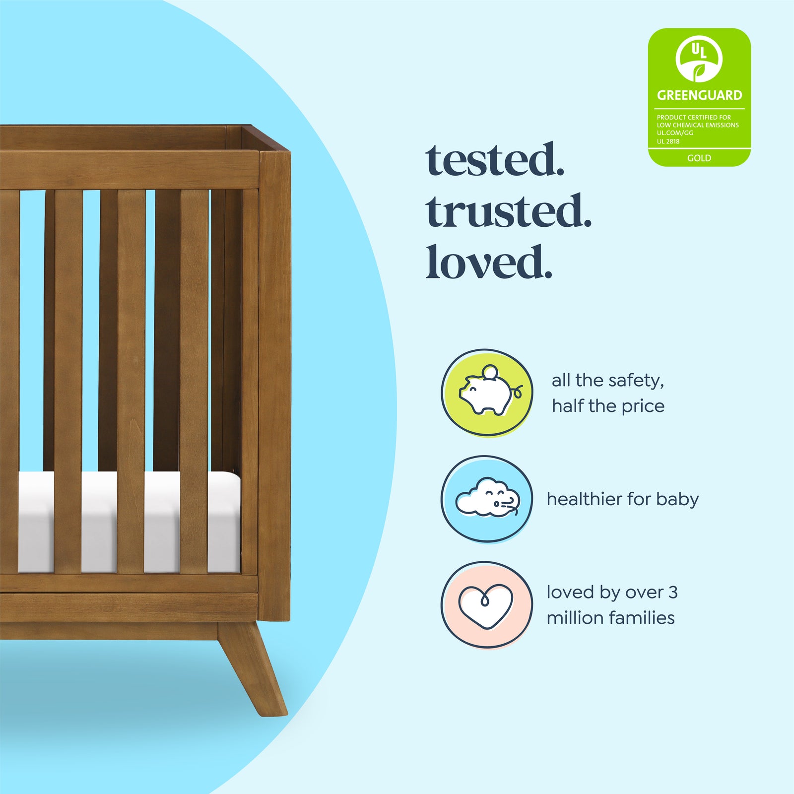 Otto 3-in-1 Convertible Mini Crib with 4" Mattress