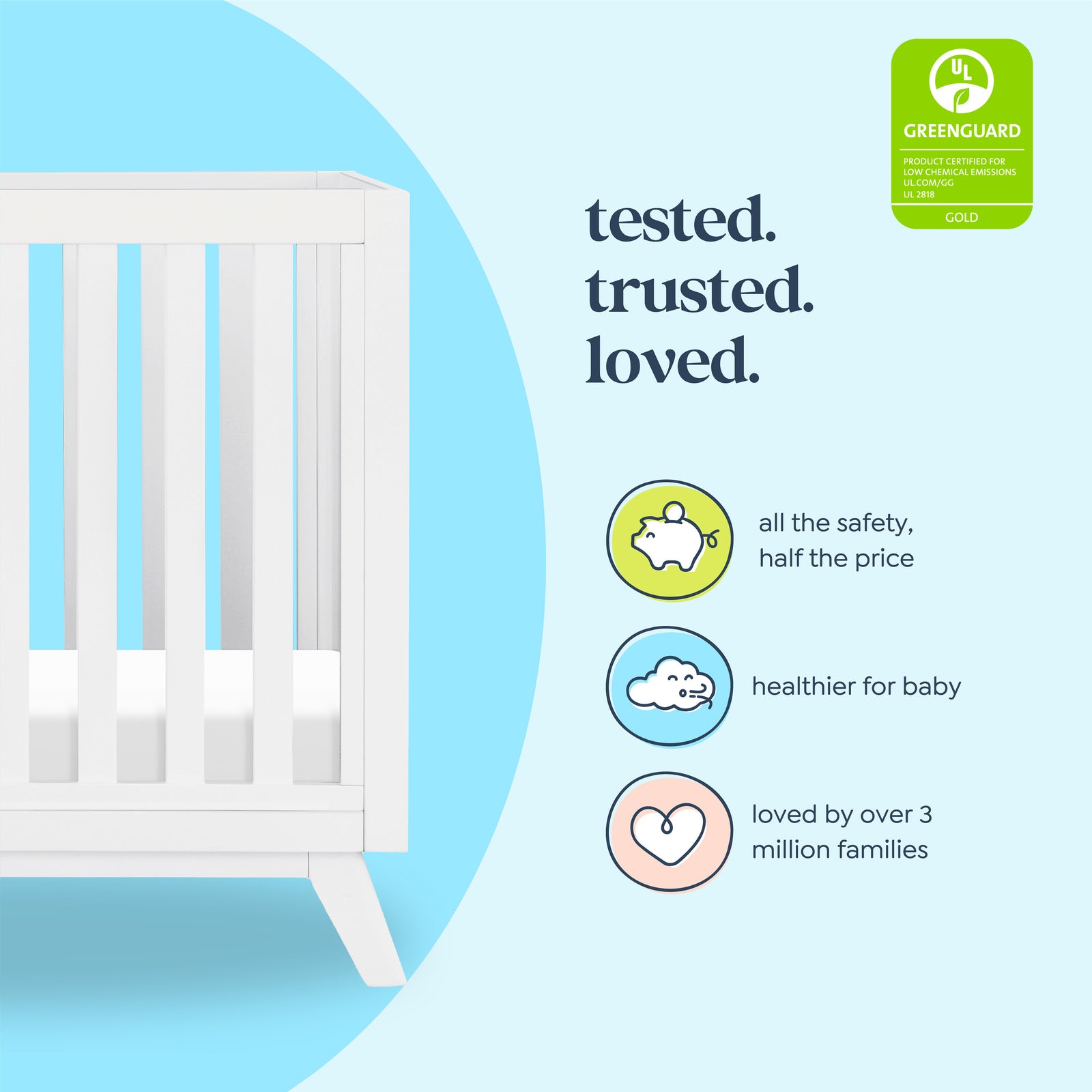 Otto 3-in-1 Convertible Mini Crib with 4" Mattress