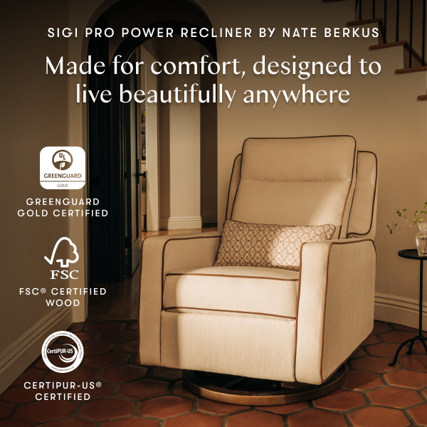 Sigi Pro Power Recliner and Swivel Glider with Power Adjustable Headrest and Lumbar Support by Nate Berkus