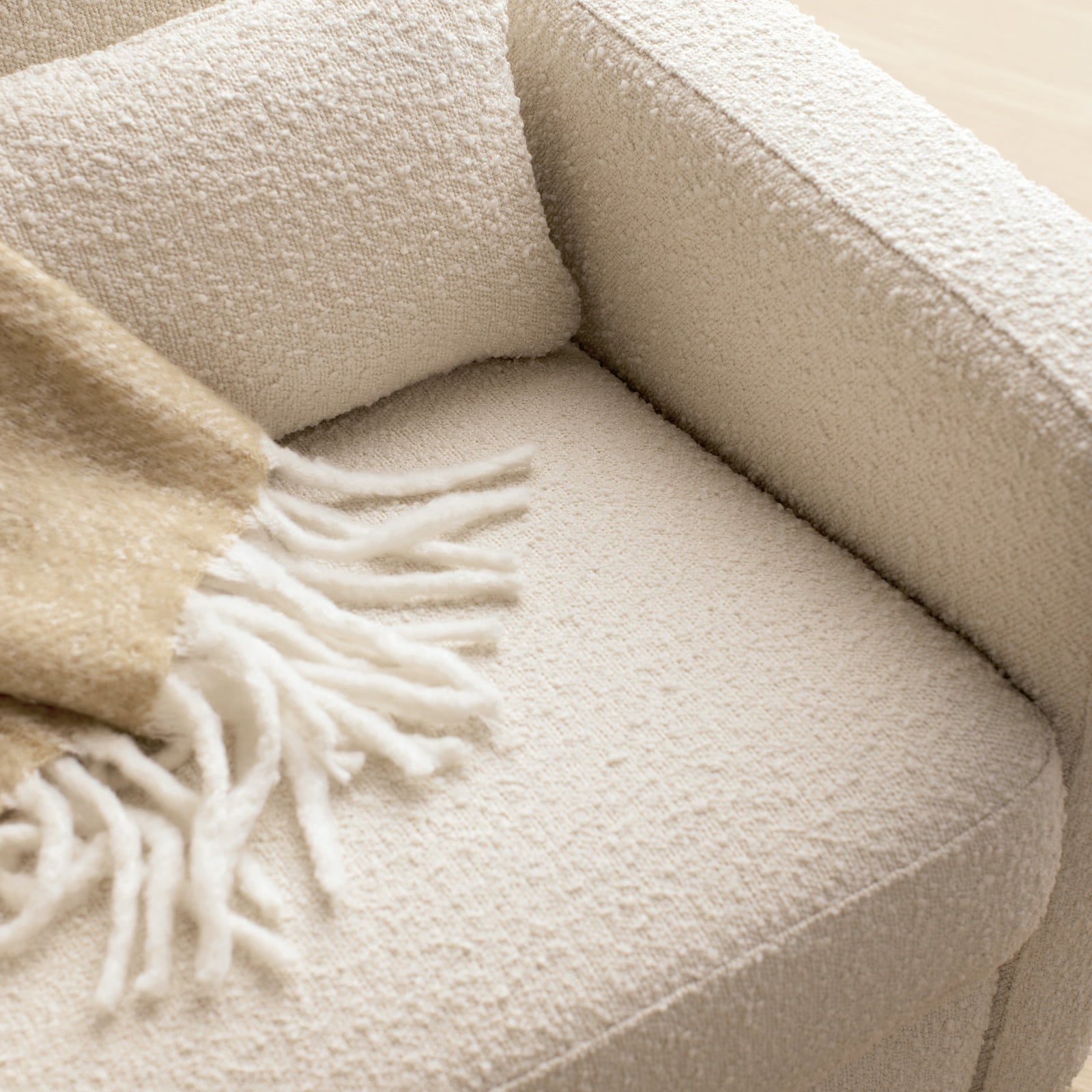 Sigi Electronic Recliner + Glider | Ivory Boucle w/ Wood Base