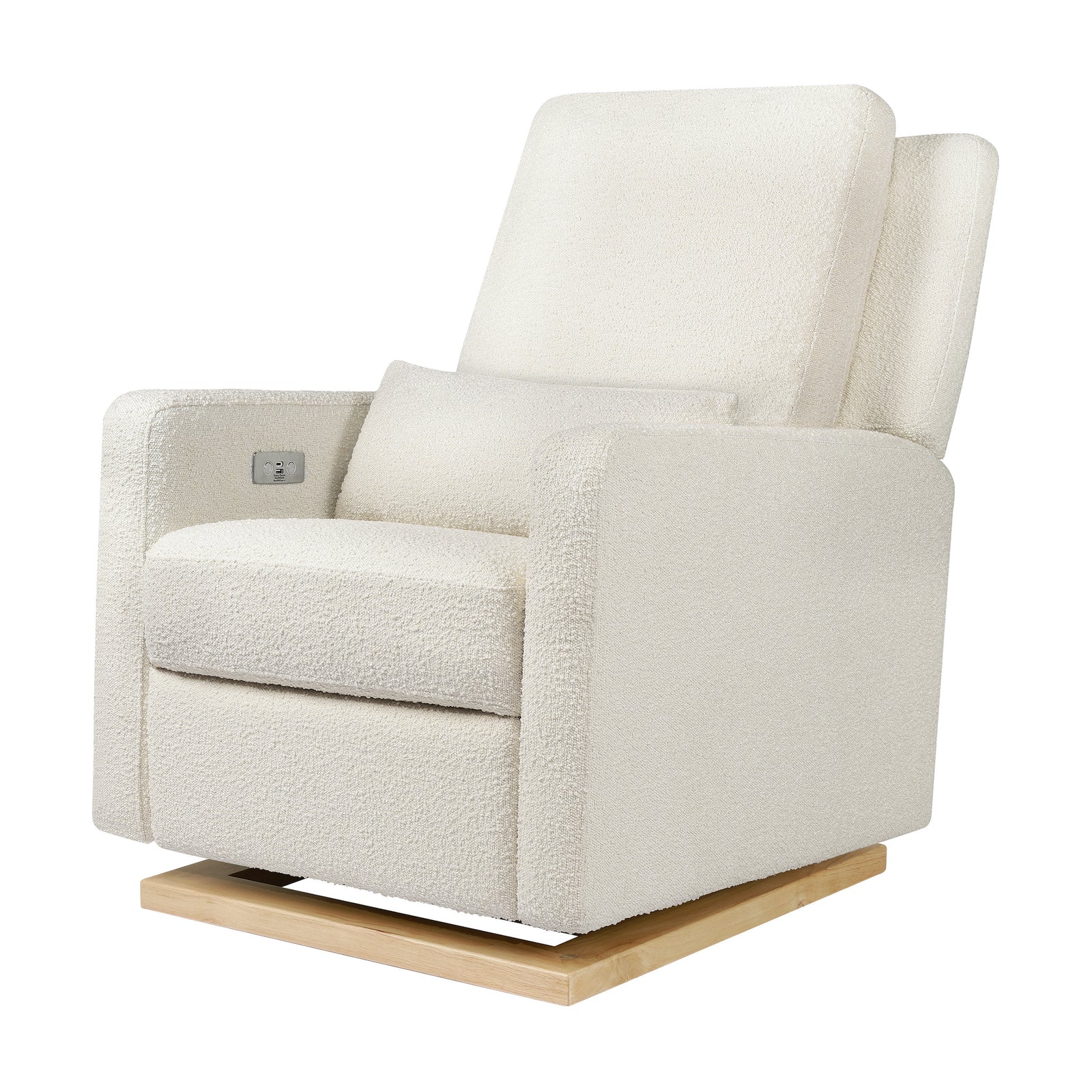 Sigi Electronic Recliner + Glider | Ivory Boucle w/ Wood Base
